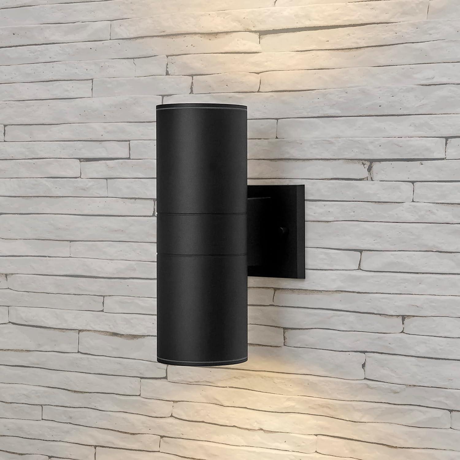 Maxxima Cylinder LED Outdoor Wall Light - Modern Wall Wash Up and Down Porch Light, 24 Watt, 3000K Warm White,