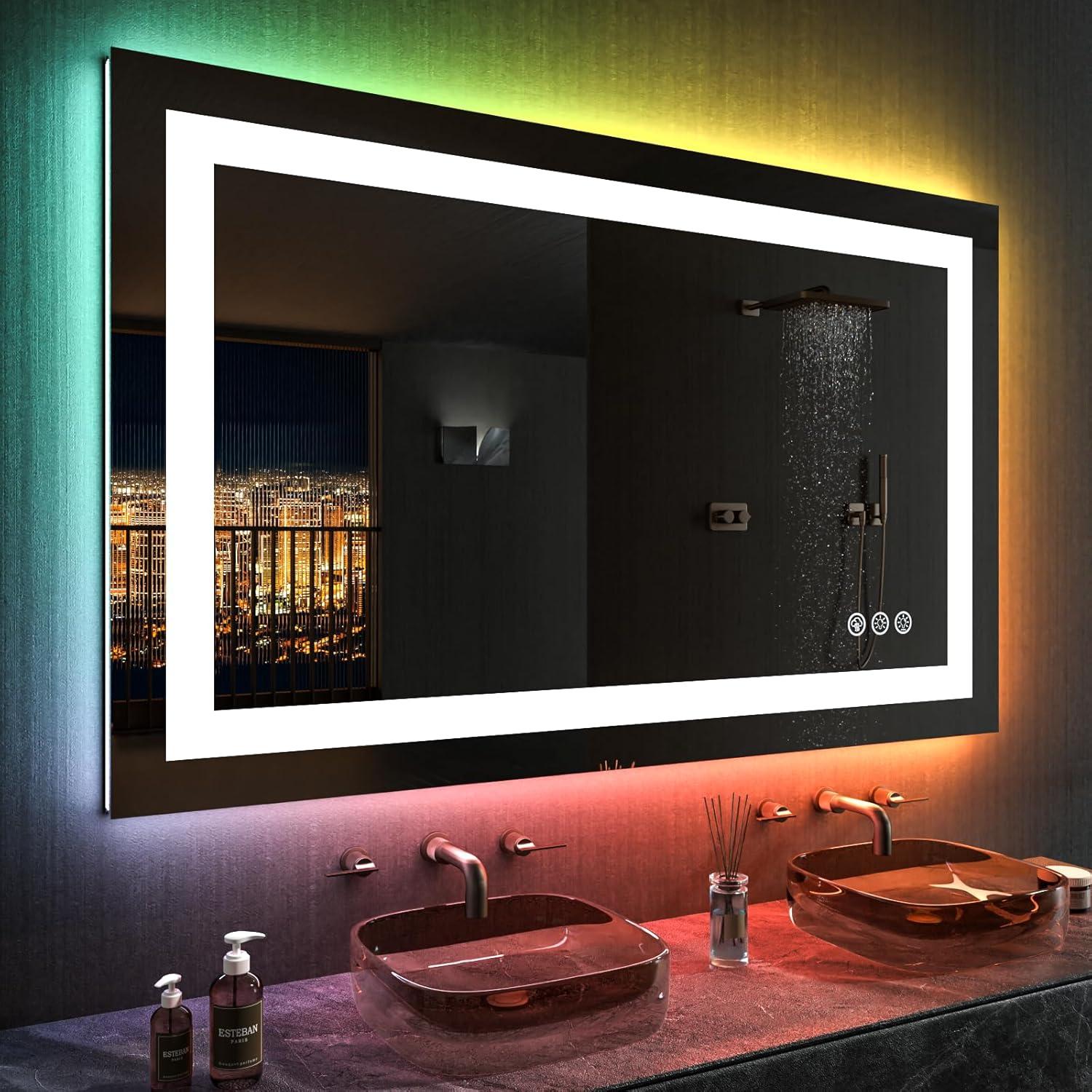 Frameless LED Bathroom Vanity Mirror with Anti-Fog and Dimmable Lights