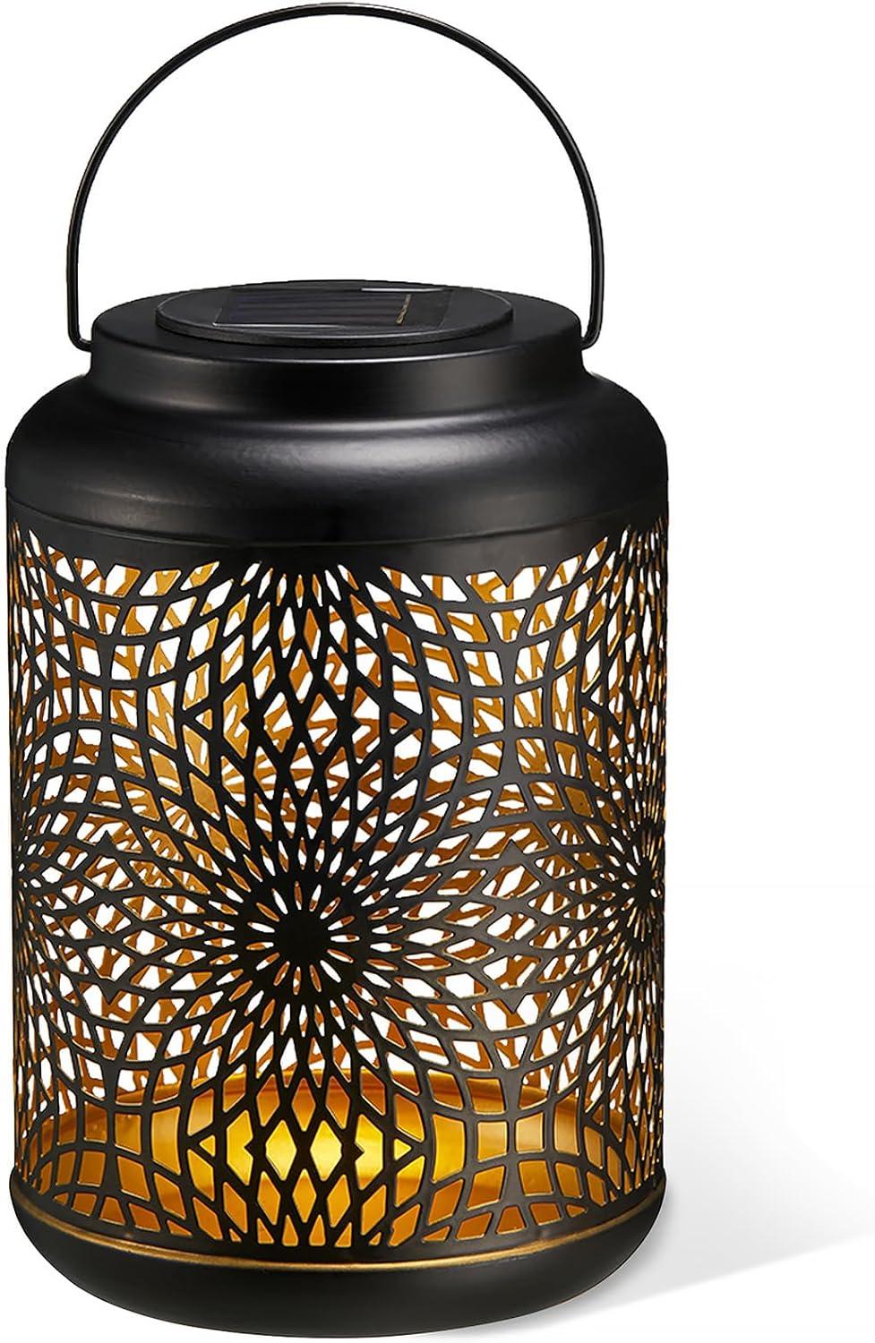 Winston Porter 8.75"H Metal Cutout Solar Powered Outdoor Hanging Lantern