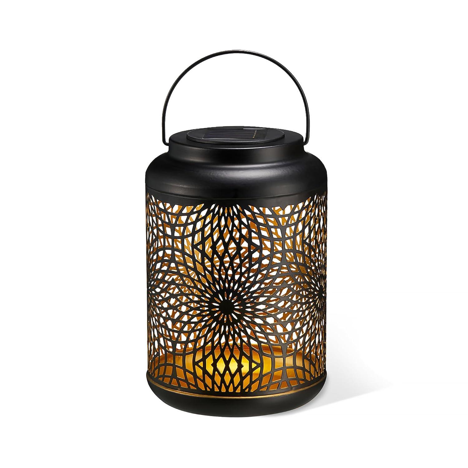 Winston Porter 8.75"H Metal Cutout Solar Powered Outdoor Hanging Lantern