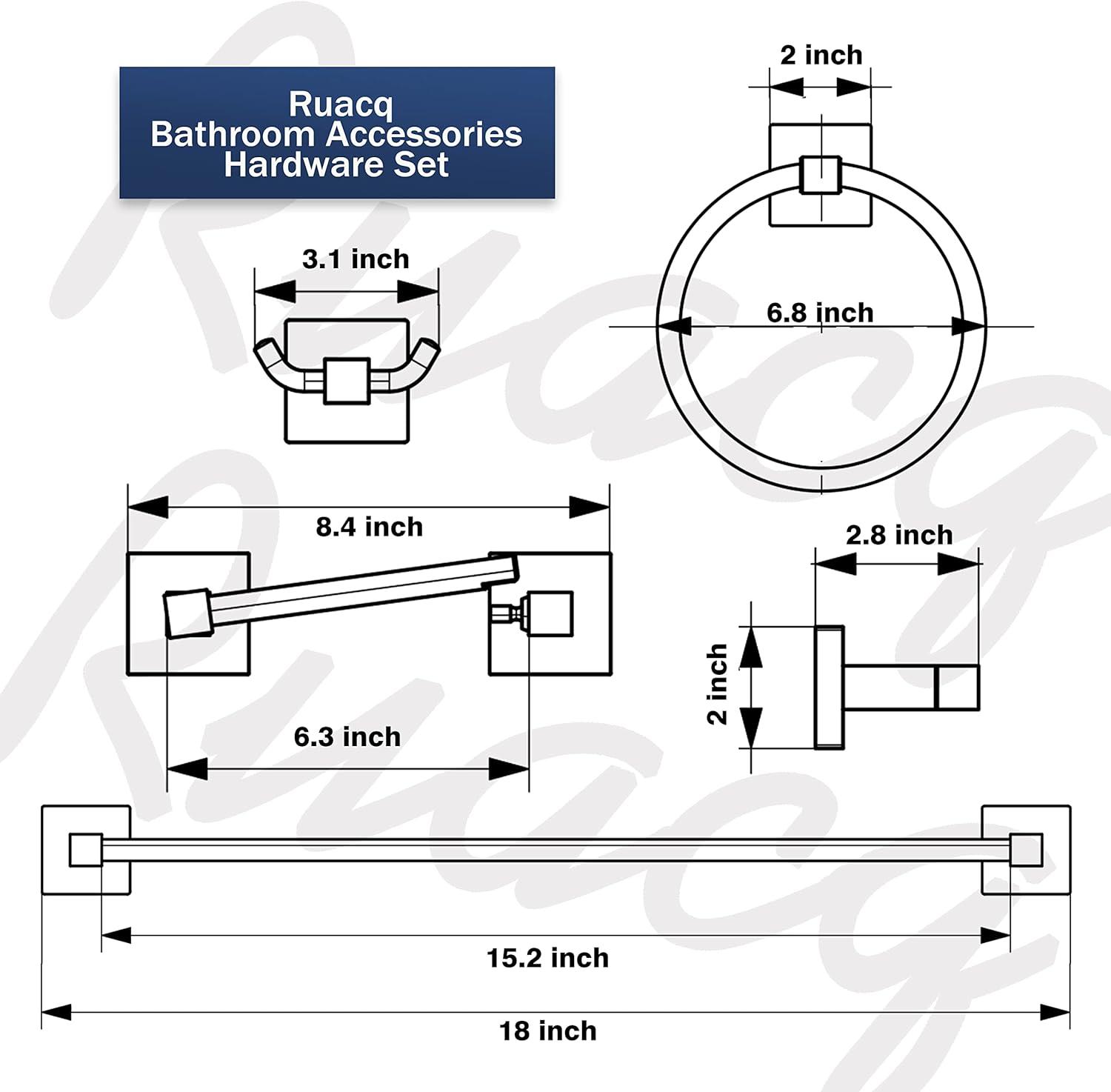 Matte Black Stainless Steel Wall Mounted Bathroom Hardware Set