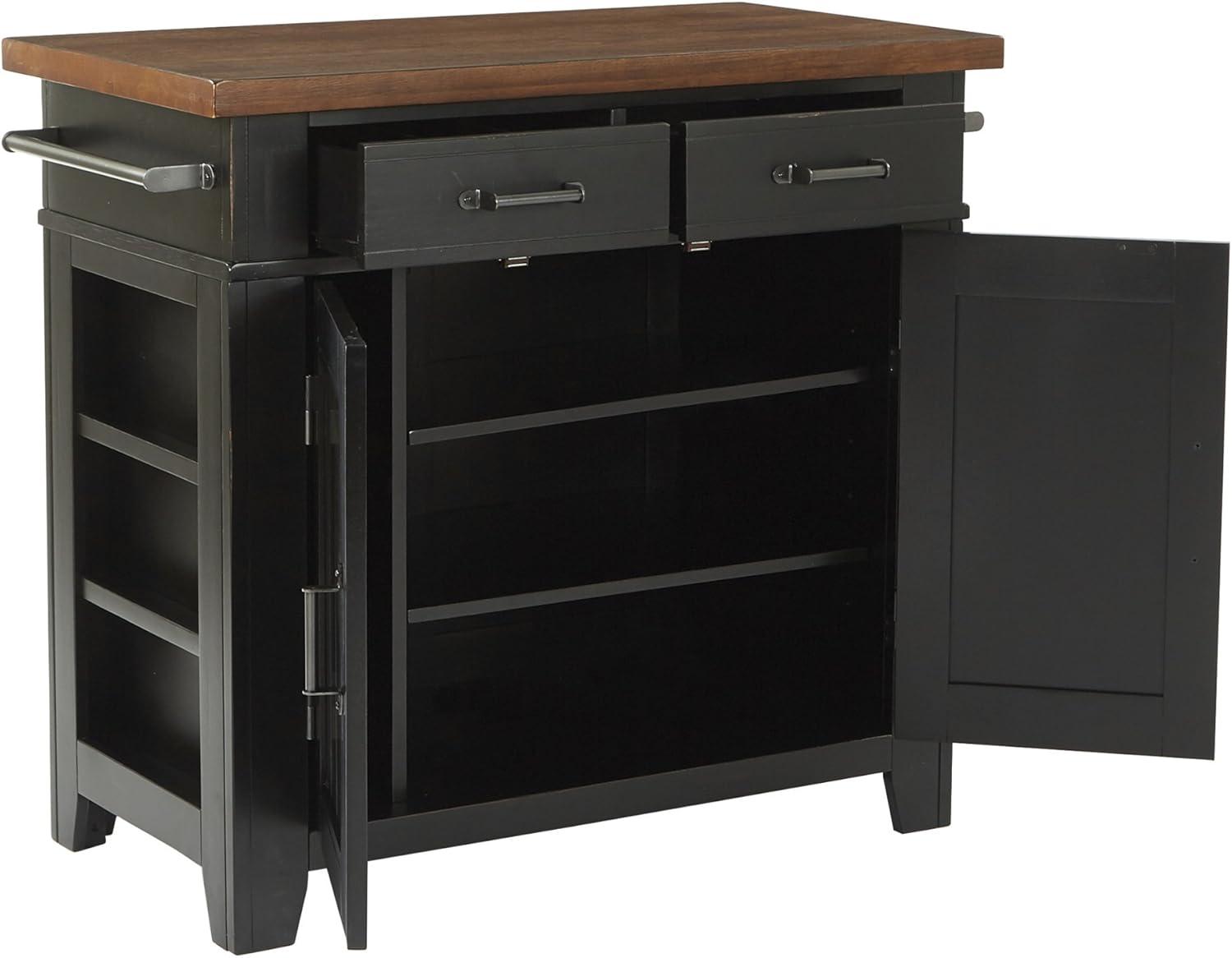 OSP Home Furnishings Urban Farmhouse Kitchen Island Black Base with Vintage Oak Top