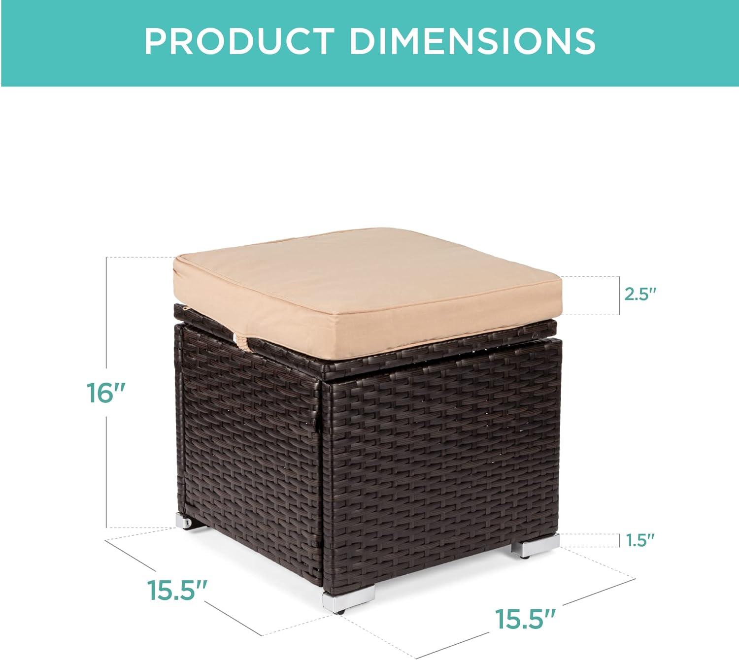Best Choice Products Set of 2 Wicker Ottomans, Multipurpose Furniture w/ Removable Cushions - Brown/Beige