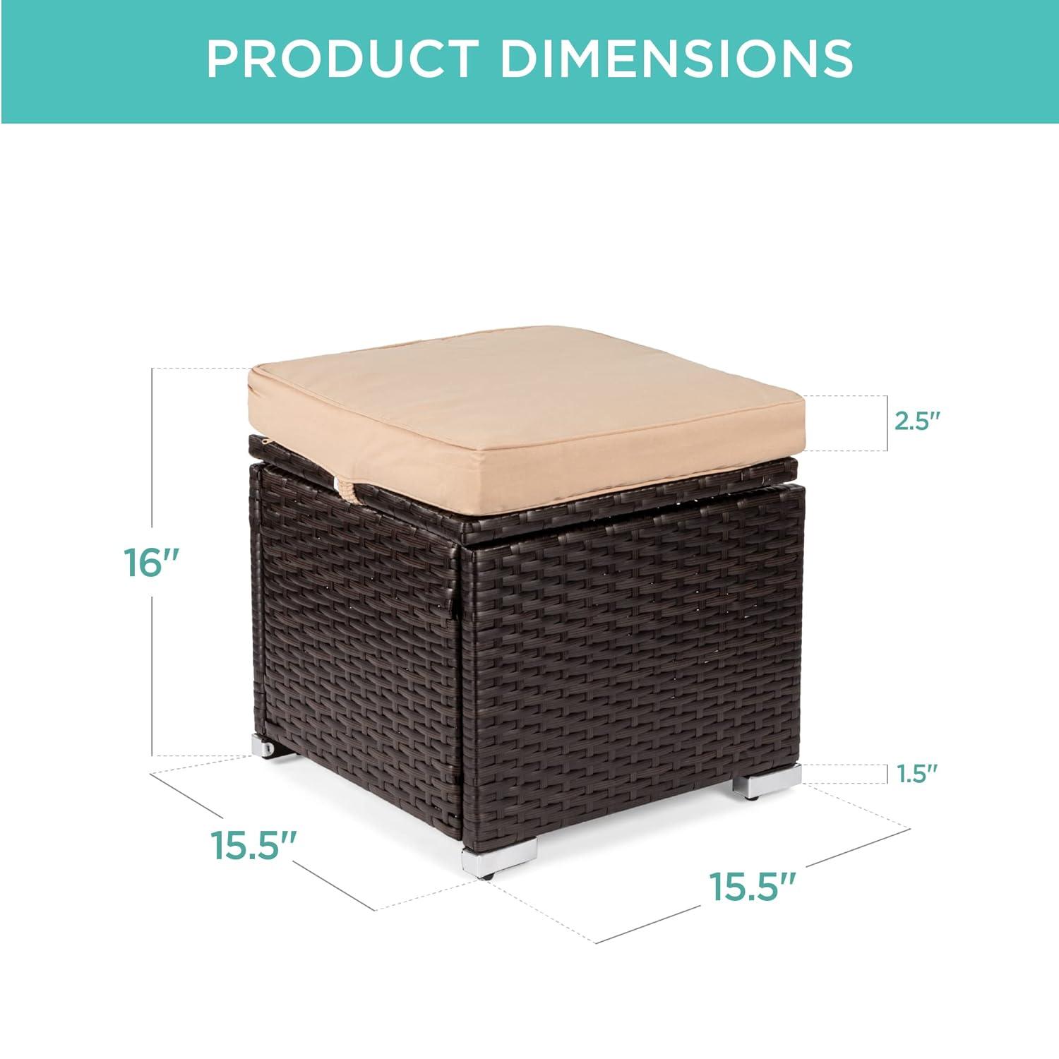 Best Choice Products Set of 2 Wicker Ottomans, Multipurpose Furniture w/ Removable Cushions - Brown/Beige