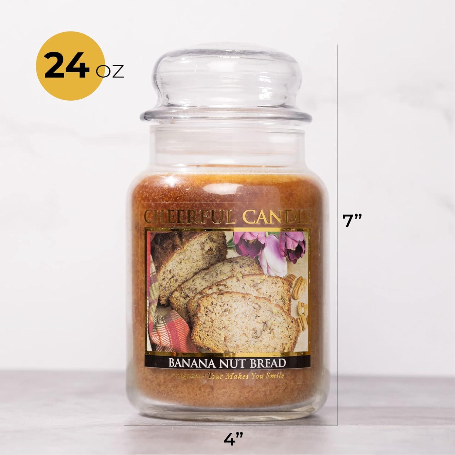 Banana Nut Bread Scented Glass Jar Candle with Lid, 24oz