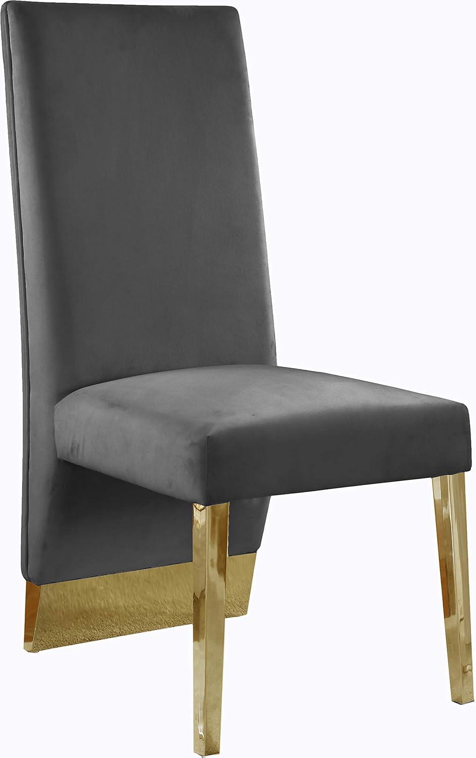 Meridian Furniture Porsha 19"H Velvet Dining Chair in Gray (Set of 2)