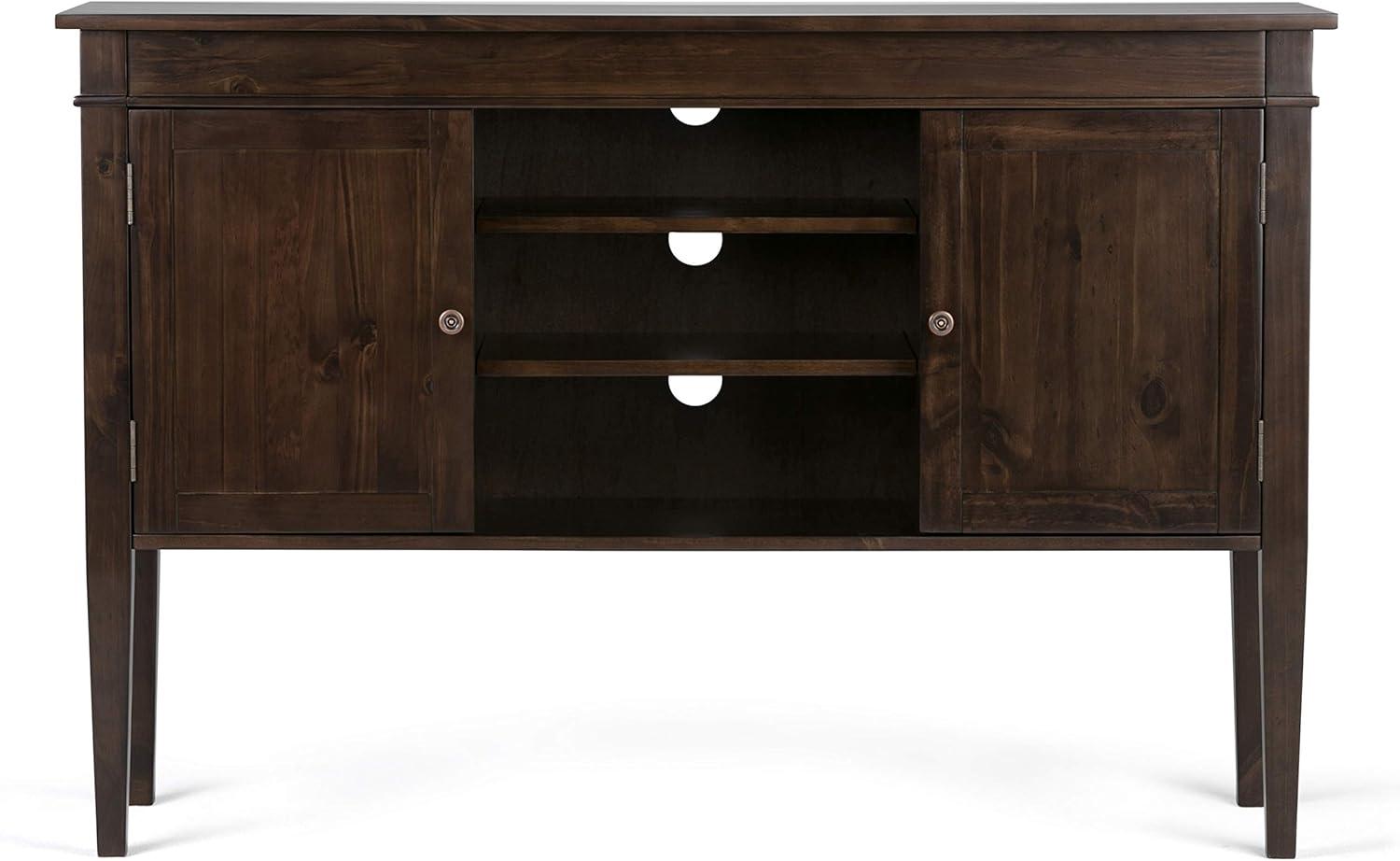 Simpli Home Carlton 54"W Solid Wood TV Stand for TVs up to 60" with 4 Cabinets