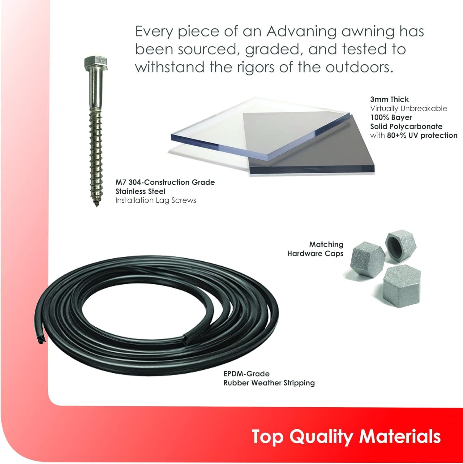 PA Series 2' 11 13/32" D Convex Door Awning