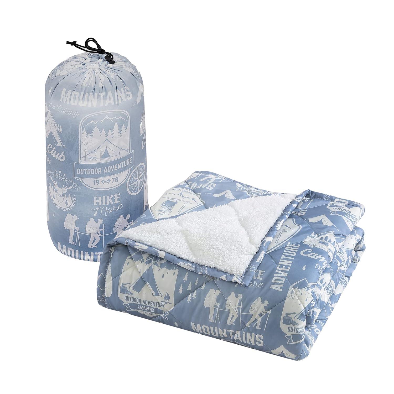 Coleman Coleman Reversible Water Resistant Nylon and Sherpa Diamond Quilted Indoor/Outdoor Throw/Picnic Blanket