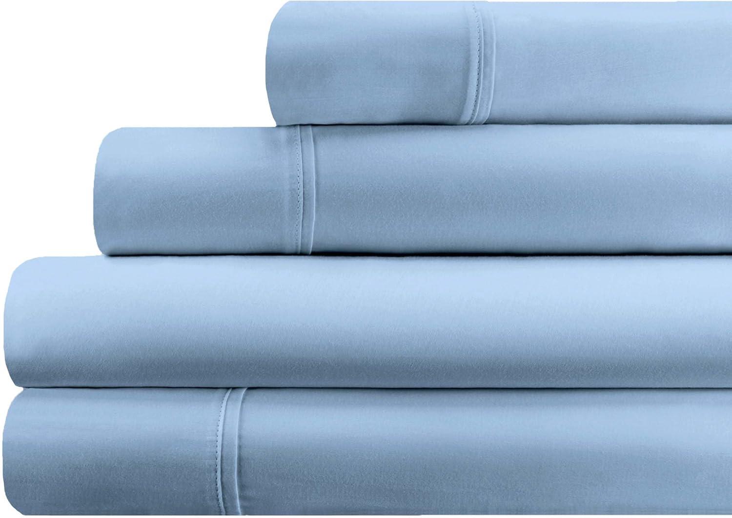 Light Blue Egyptian Cotton Queen Deep Pocket Sheet Set