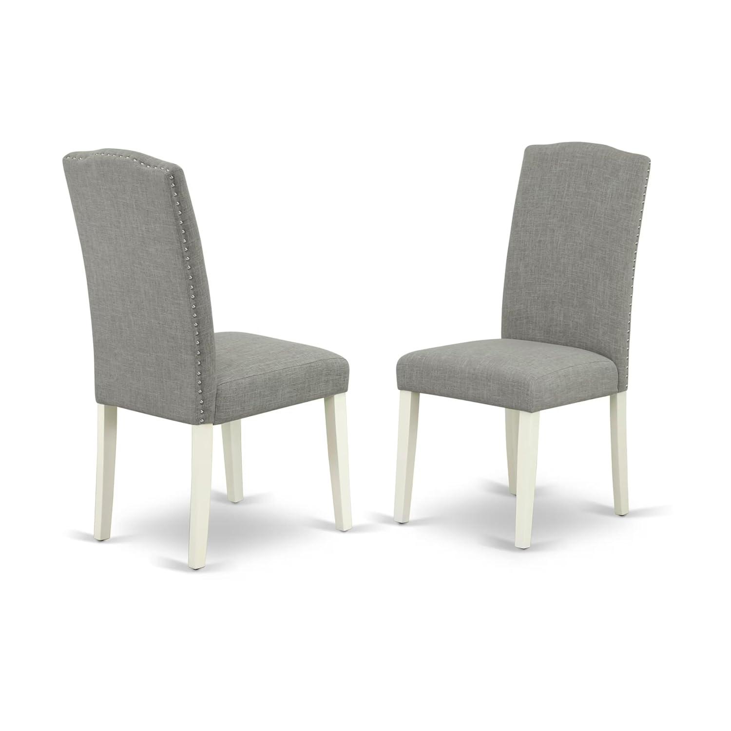 TQJKLFDY ENP2T06 Encinal Parson Dining Chairs - Nailhead Trim Dark Shitake Linen Fabric Padded Chairs    Linen