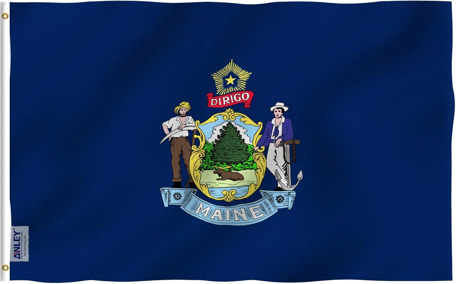 Maine State Flag 3x5 Feet Polyester with Brass Grommets