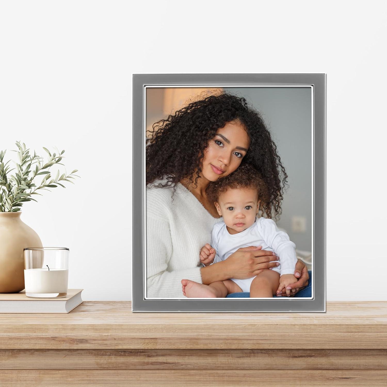 8x10 Silver Metal and Gray Enamel Picture Frame