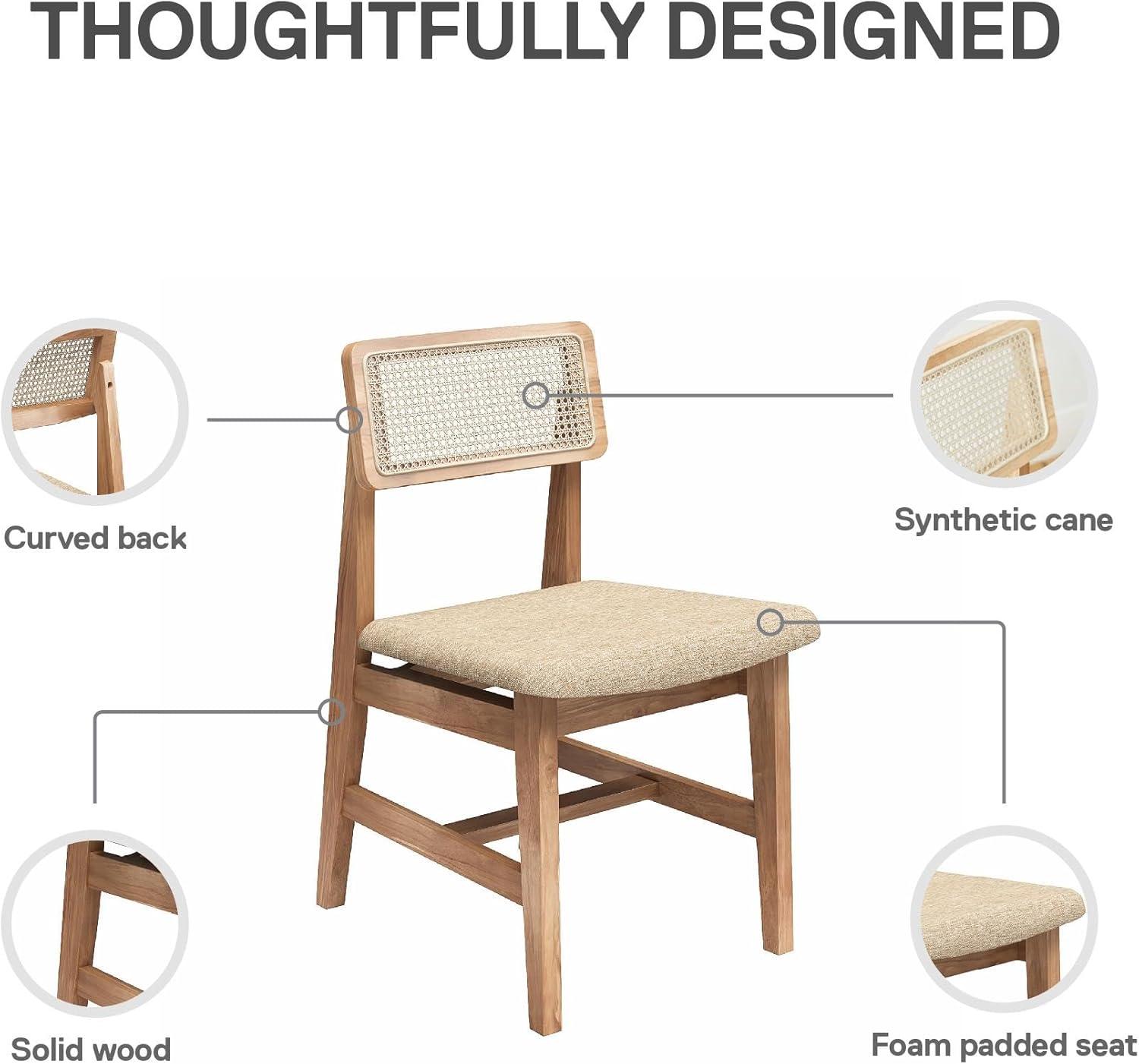 DHP Eleni Cane Dining Chairs, Set of 2, Cream/Seadrift