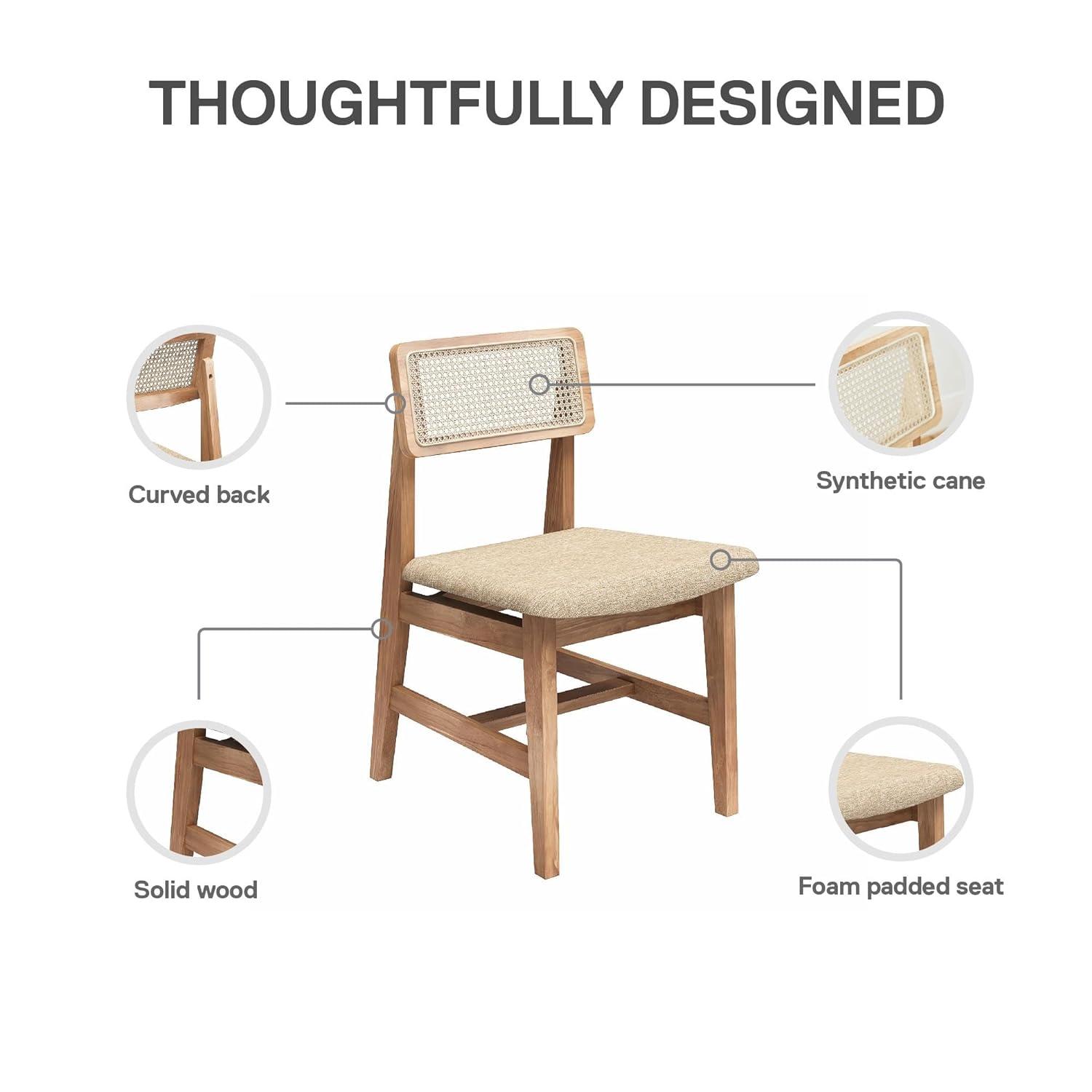 DHP Eleni Cane Dining Chairs, Set of 2, Cream/Seadrift