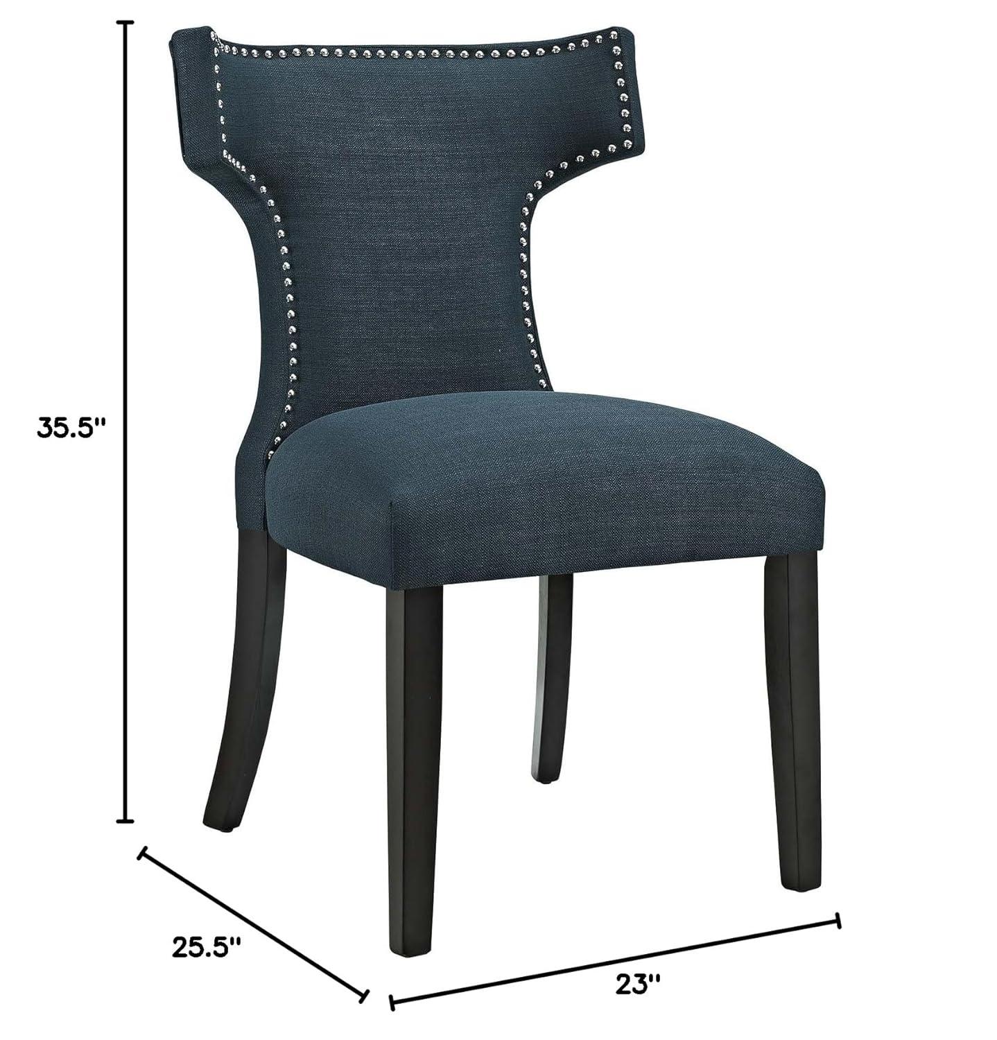 Modway Curve 19" Modern Solid Wood and Fabric Dining Chair in Teal Blue