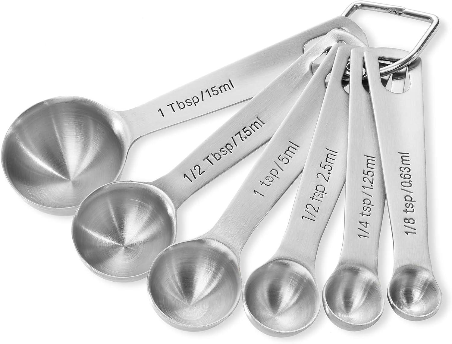 Stainless Steel 6-Piece Measuring Spoon Set with Etched Measurements