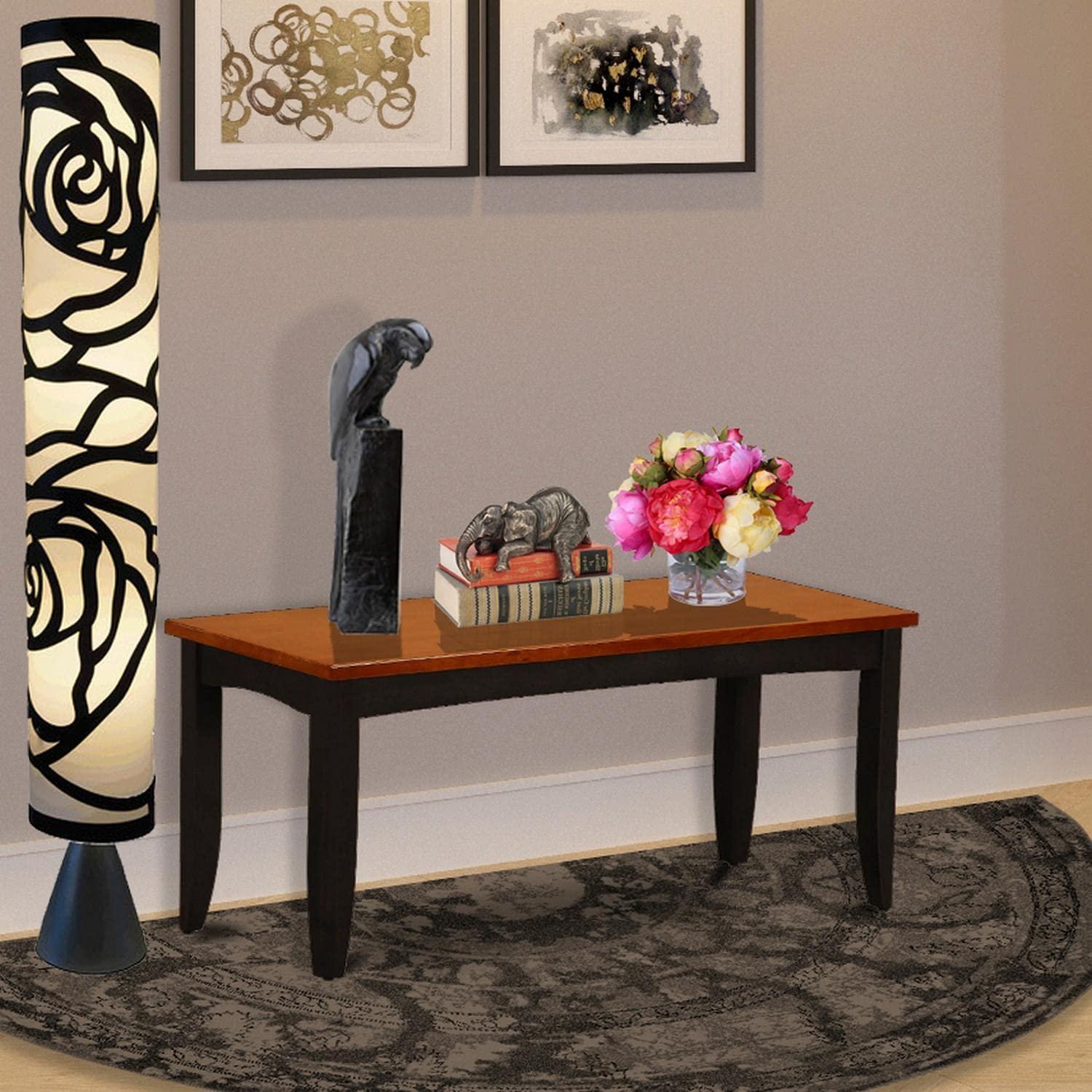 East West Furniture Parfait 17" Wood Dining Bench in Black/Cherry