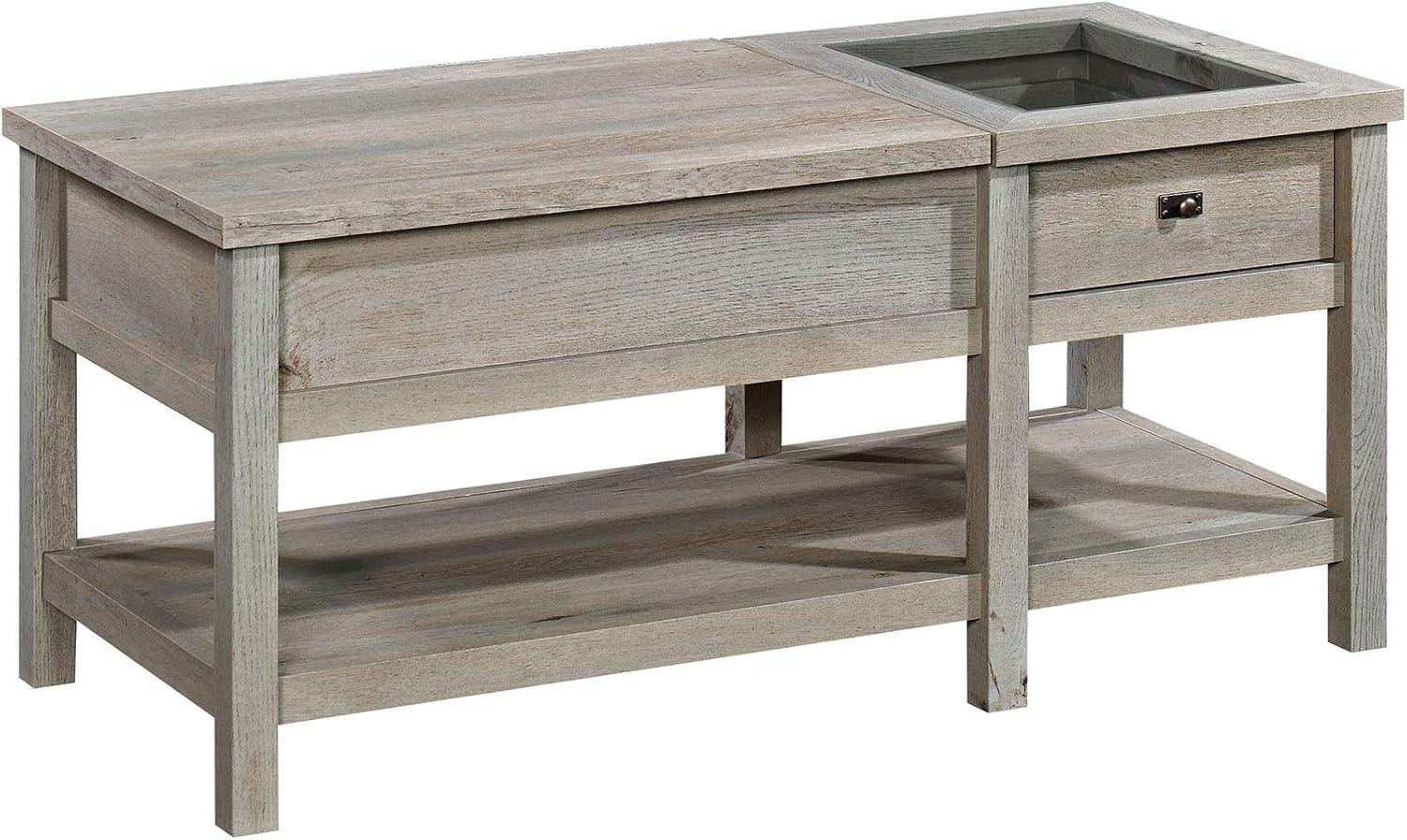 Mystic Oak Coastal-Inspired Rectangular Lift-Top Coffee Table with Storage