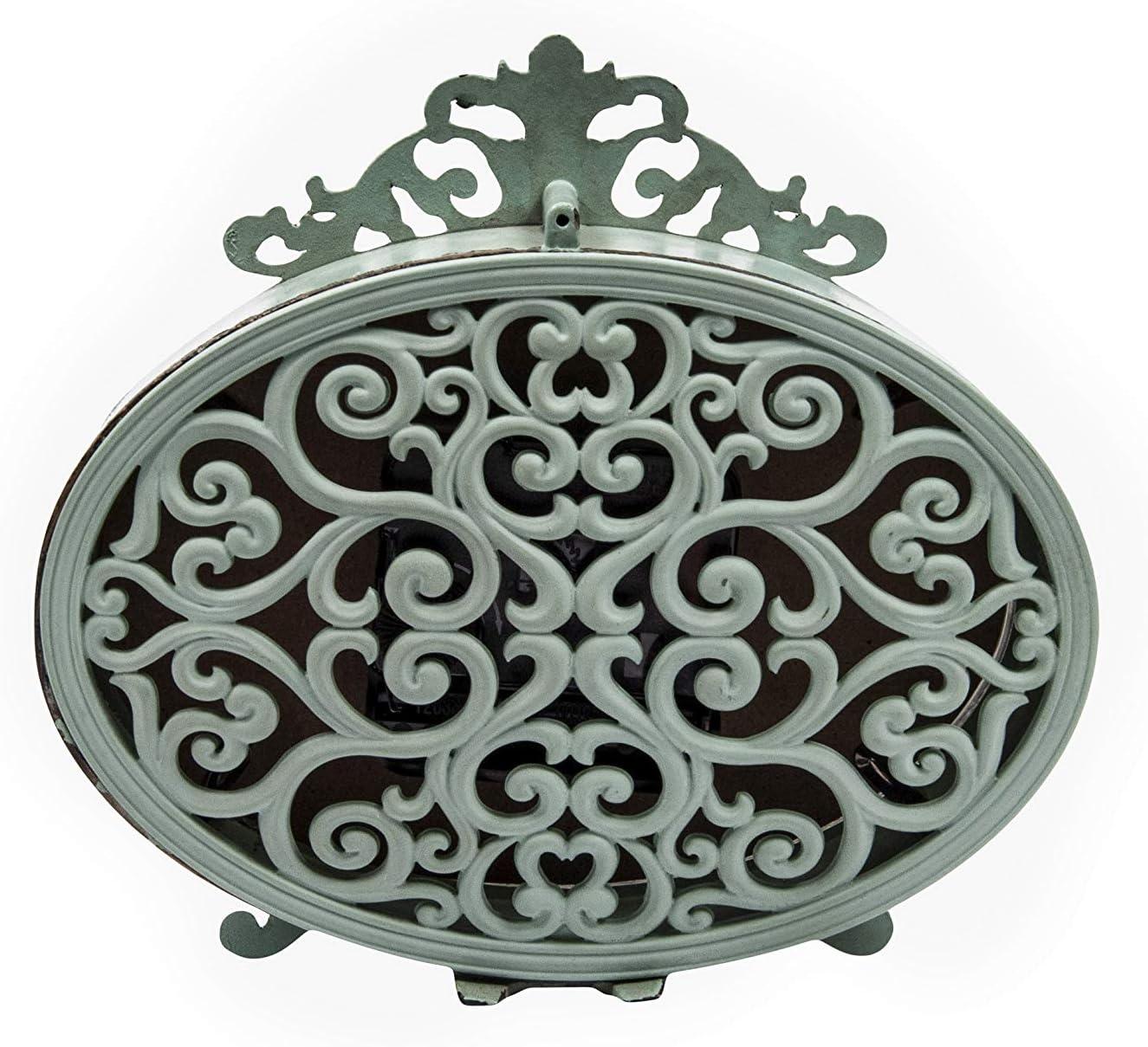 Woven Paths 6.5" x 2" x 6.25" Antique Style Pewter Mantel Clock in Distressed Aqua