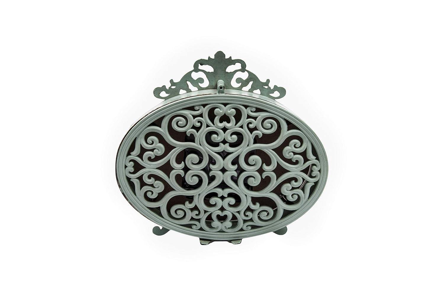 Woven Paths 6.5" x 2" x 6.25" Antique Style Pewter Mantel Clock in Distressed Aqua