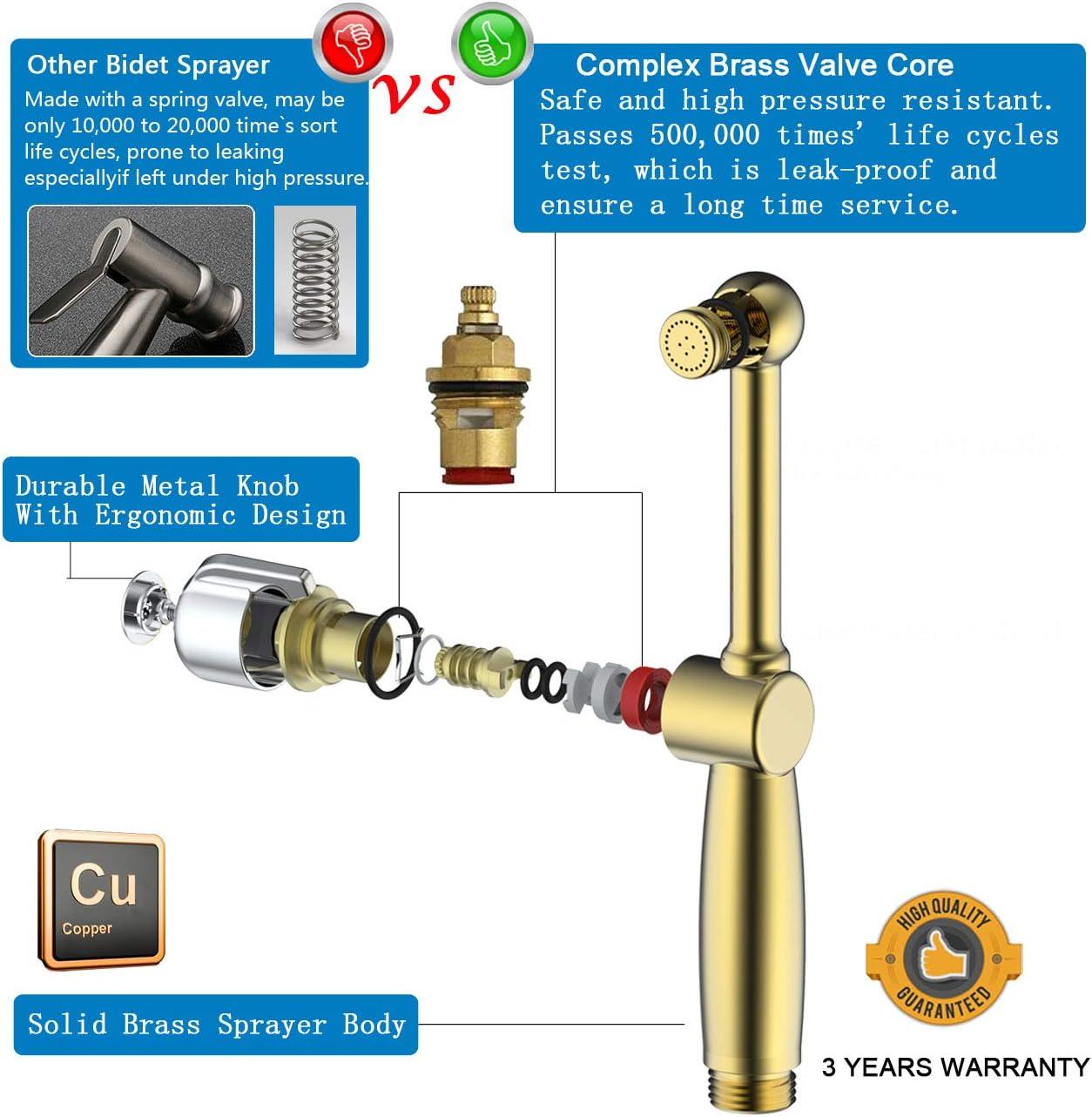SonTiy Handheld Bidet Sprayer for Toilet, Cloth Diaper Sprayer Set Hand Held Bidet Jet Spray for Toilet with Backflow Preventer, Adjustable Water Pressure Control, Brass 7.2" Hand Bidet Wand, Chrome