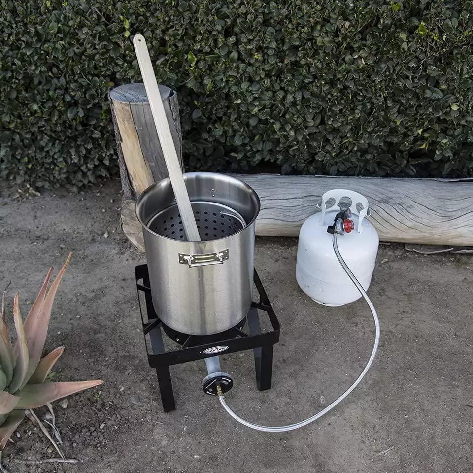 Extra Long 24 Inch Wooden Spoon and 16 Inch Stainless Steel Spider Strainer Skimmer, Large Wood Stirring Paddle for Cooking, Mixing, Home Brewing, Cajun Crawfish, Seafood and Crab Pot Boil Accessories