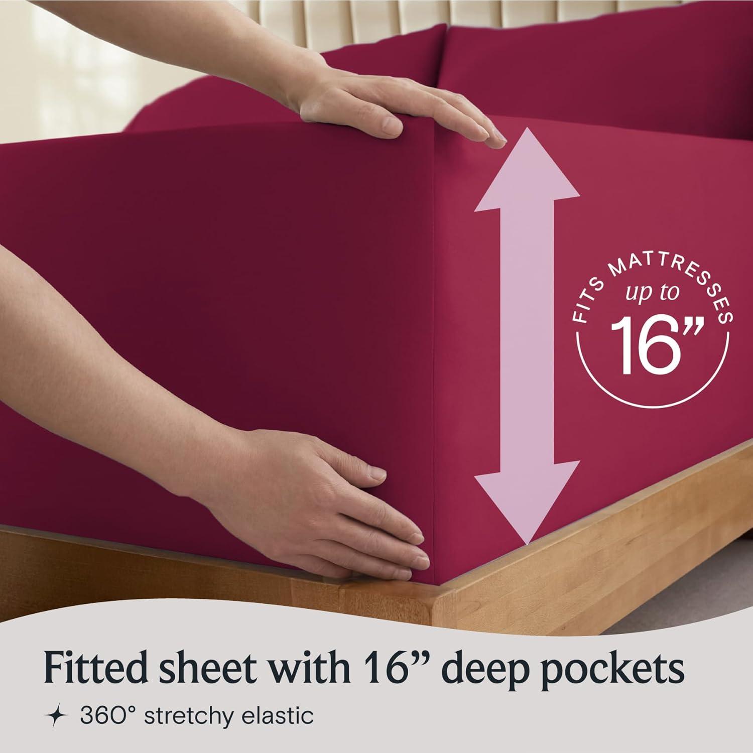 LuxClub 3 PC Burgundy King Silky Soft Cooling Deep Pocket Performance Sheet Set
