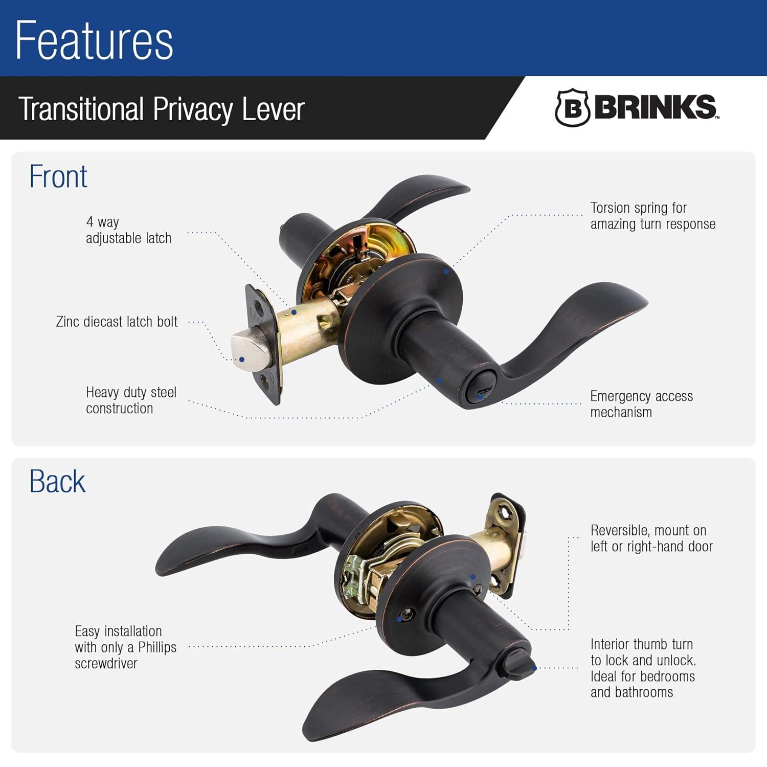 Brinks Raleigh Transitional Privacy Wave Lever