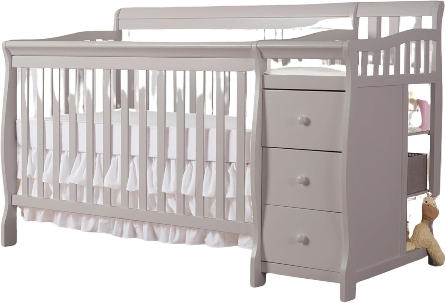 Pebble Grey Pine 5-in-1 Convertible Crib with Changer