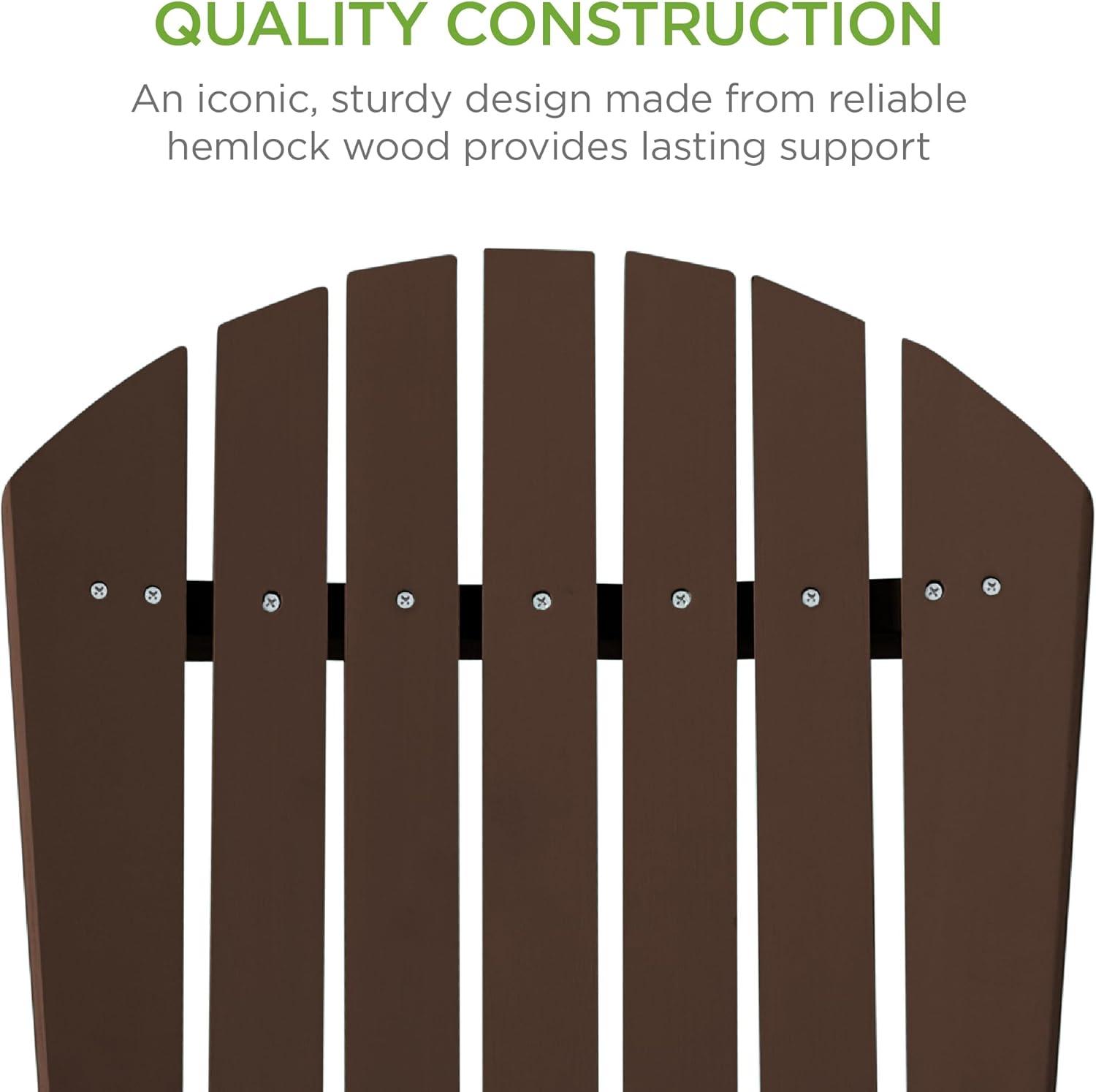 Best Choice Products Folding Adirondack Chair Outdoor, Wooden Accent Lounge Furniture w/ 350lb Capacity - Natural