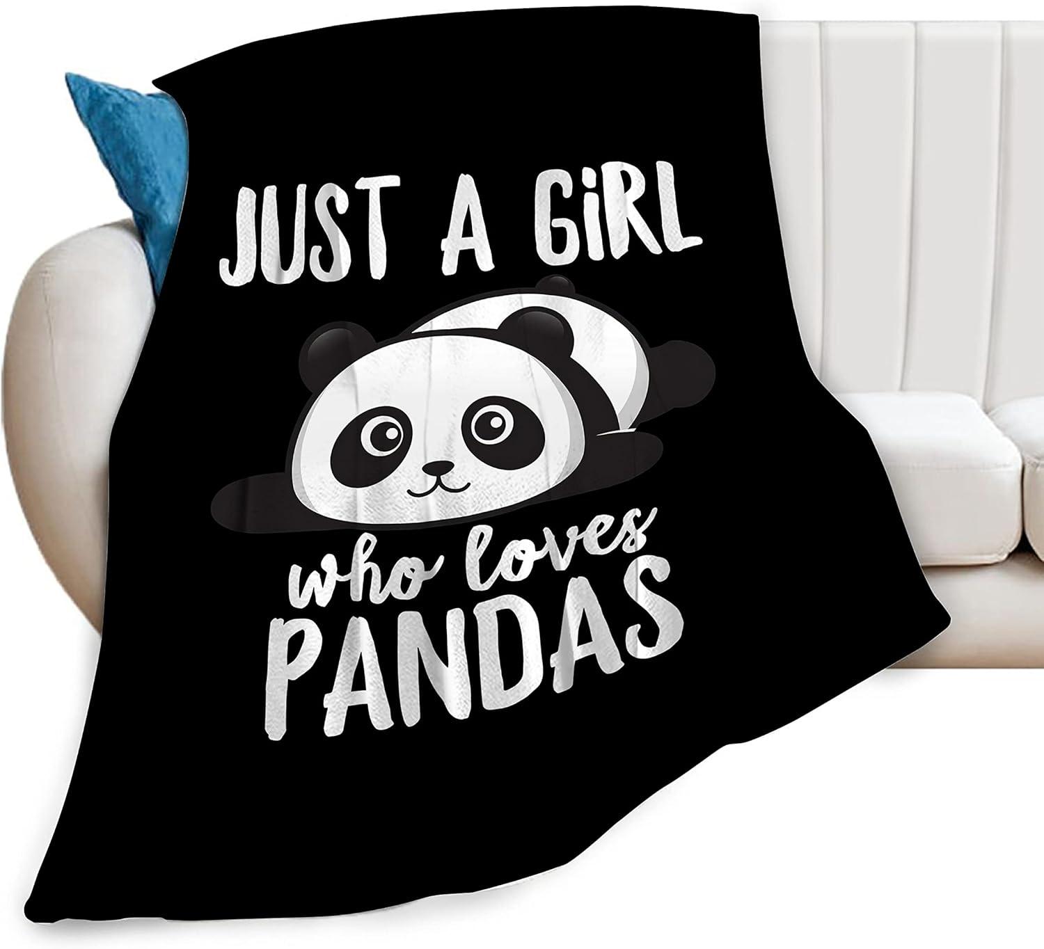 Panda Blanket Cute Panda Plush Throw Blanket Super Soft Cozy Warm Fleece Just A Girl Who Loves Panda Bedding Blanket Gifts for Kids Girls Boys Women 40"X50"
