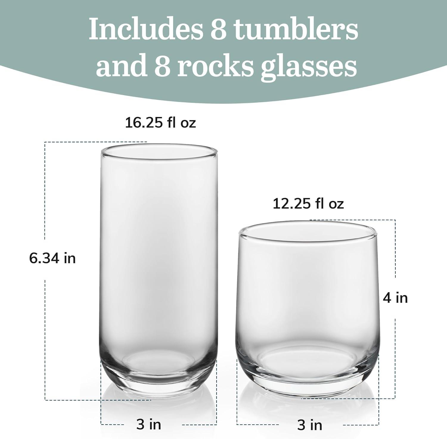 Libbey Ascent 16 Piece Tumbler and Rocks Glass Set