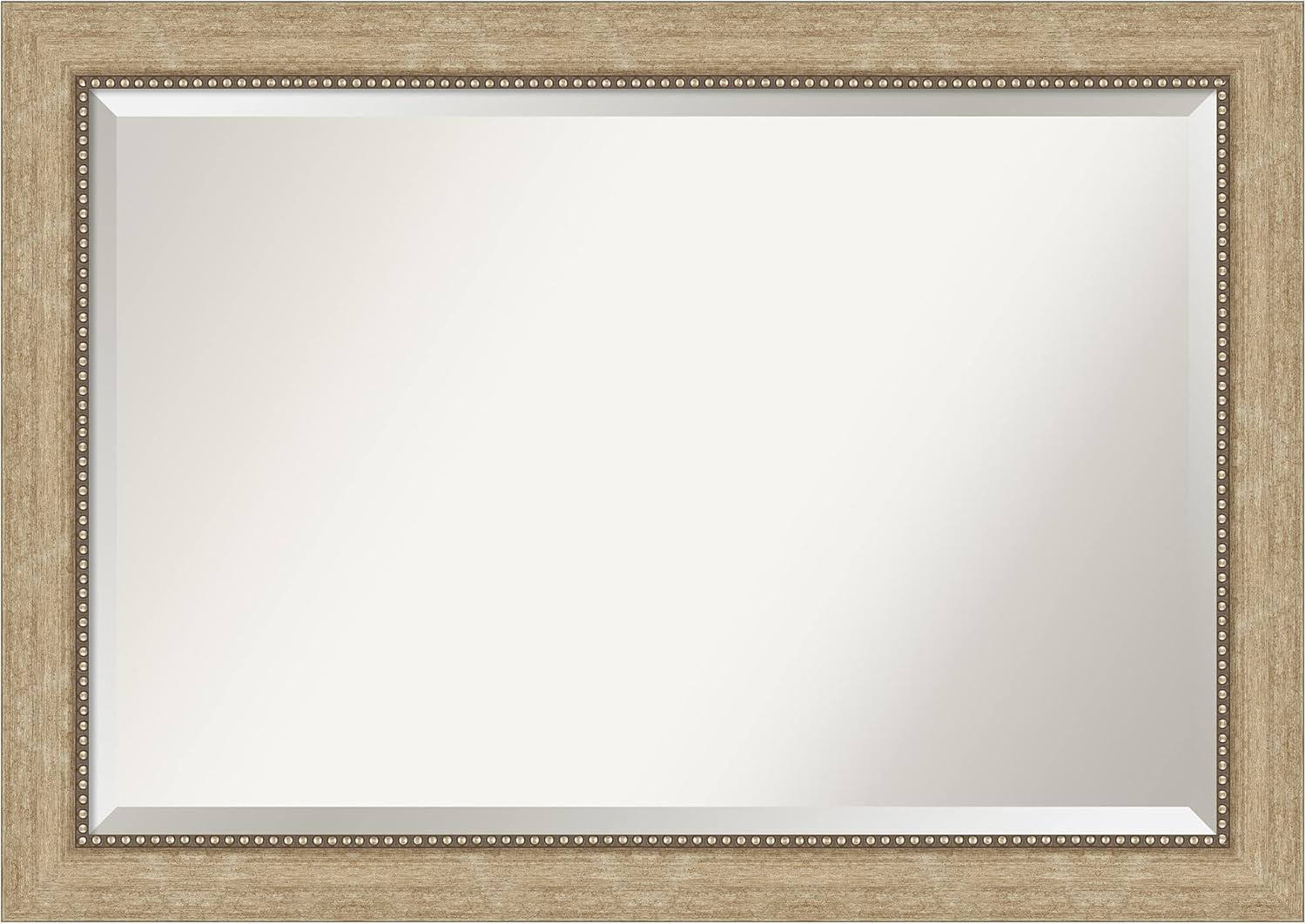 Amanti Art Beveled Bathroom Wall Mirror - Astor Frame Astor Champagne Outer Size: 41 x 29 in Gold