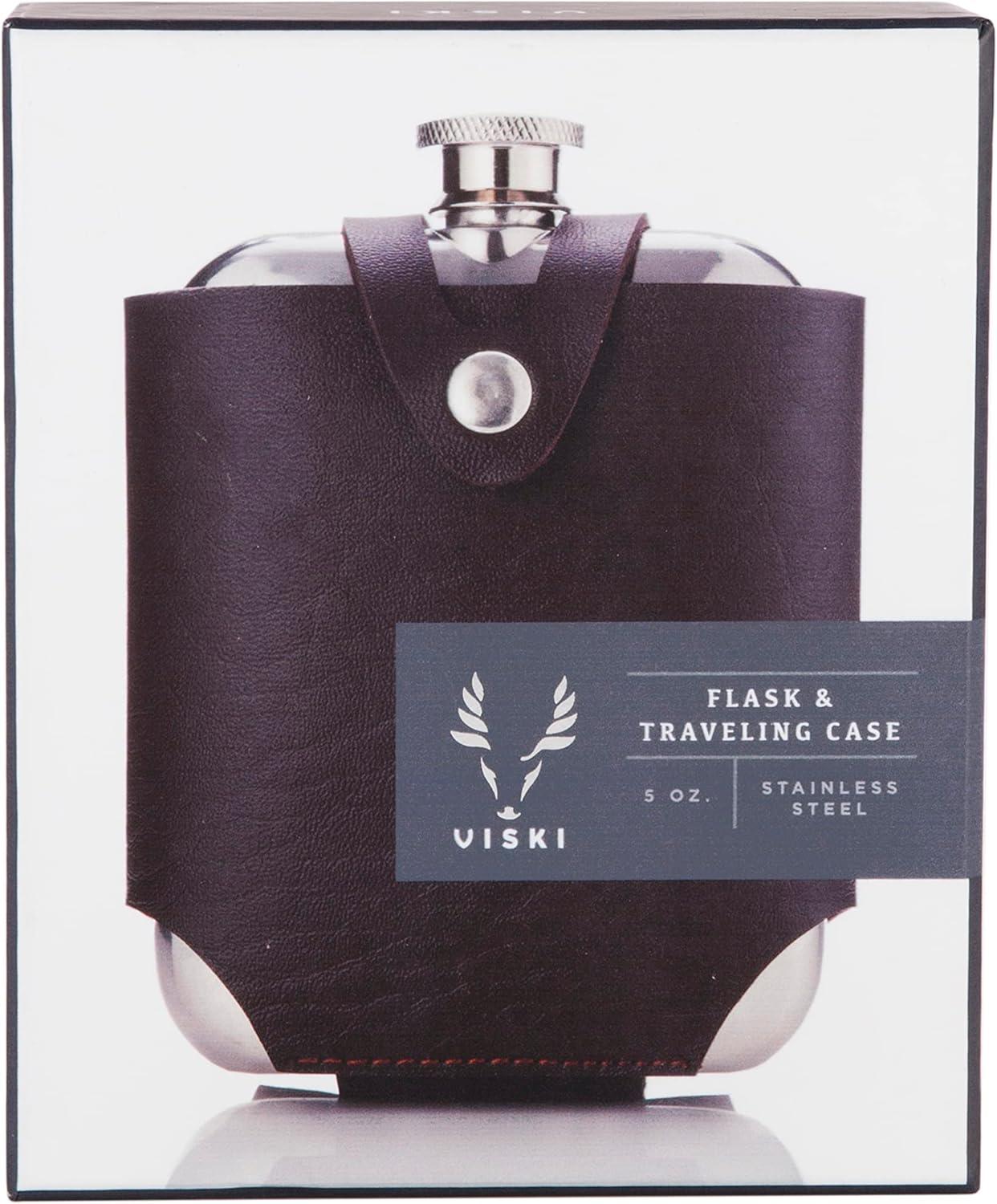 Viski Admiral Stainless Steel Flask and Traveling Case