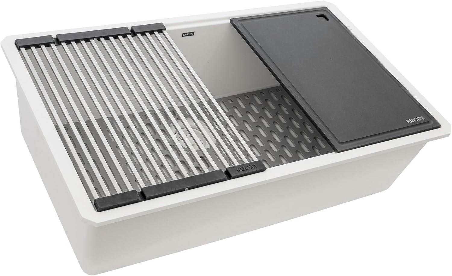 Ruvati 33-inch Undermount Workstation Granite Composite Kitchen Sink