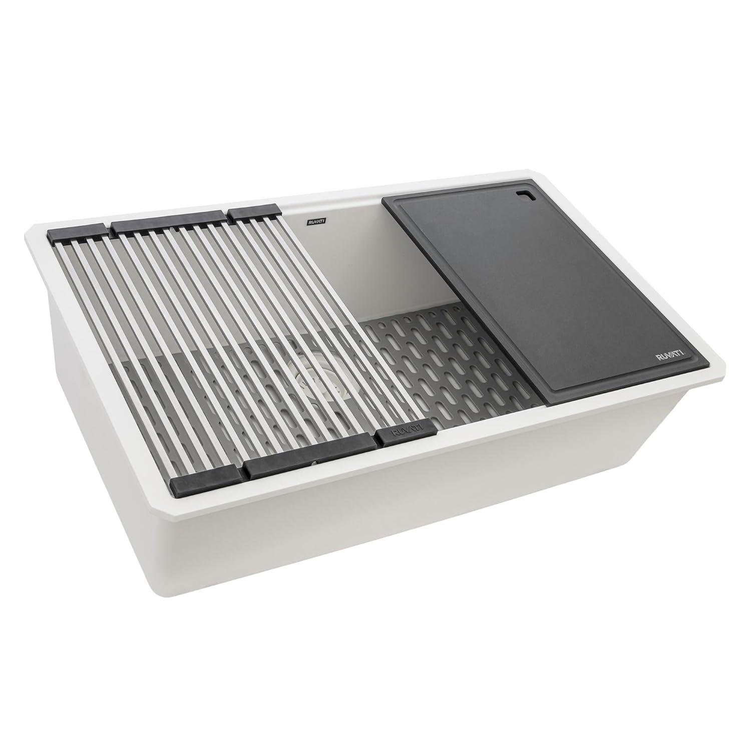 Ruvati Ruvati 33-inch Undermount Workstation Granite Composite Kitchen Sink RVG2306WH