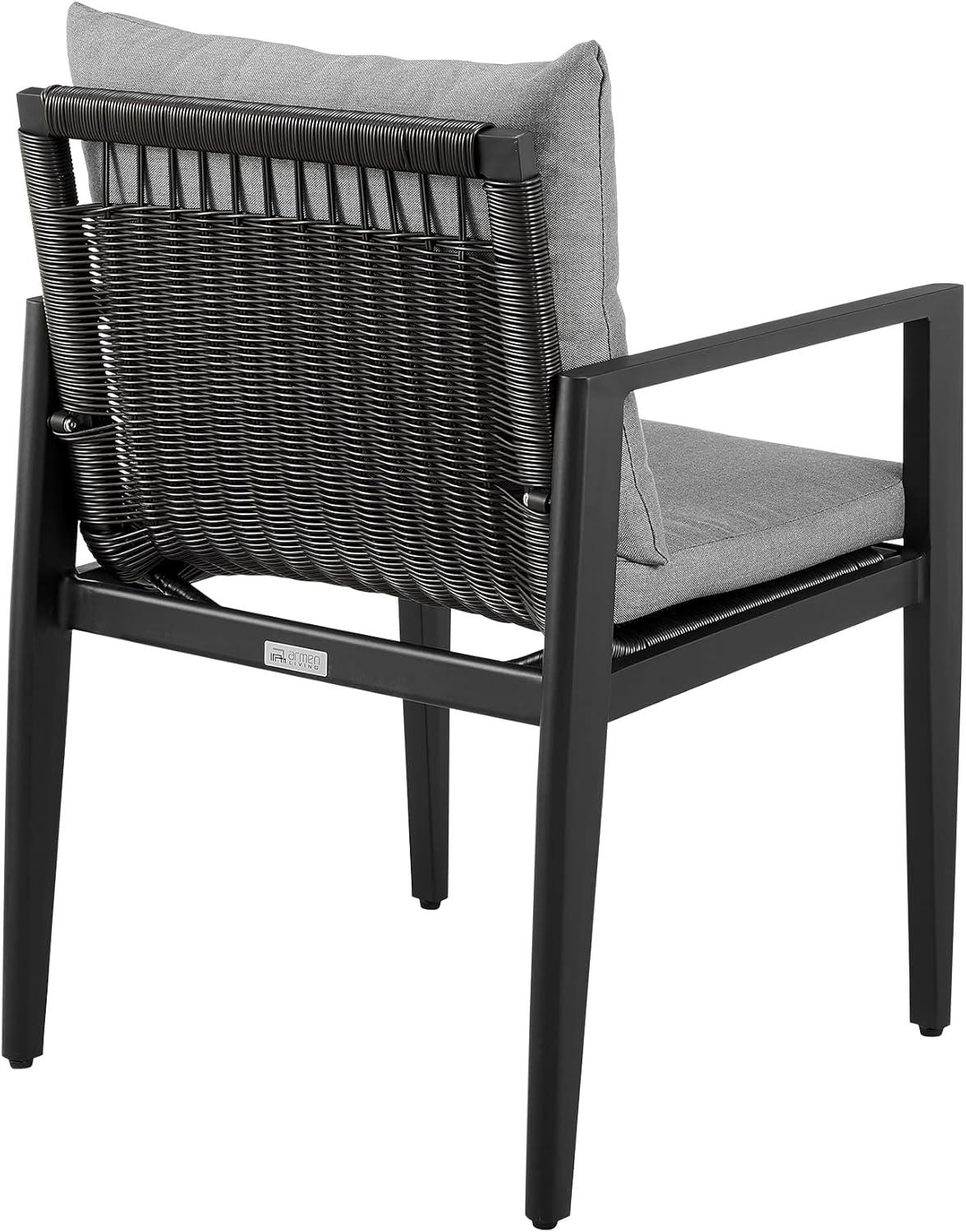 Armen Living Armen Living Grand 19" Metal & Fabric Dining Chair in Black/Dark Gray (Set of 2)