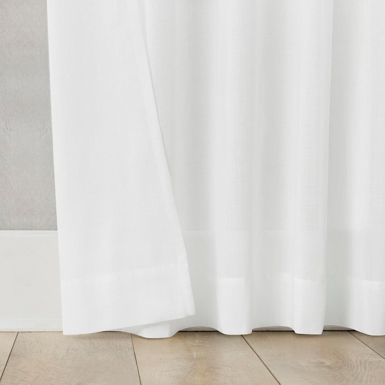 50"x84" Archaeo Sheer 100% Cotton Curtain Panel White: Transitional Voile Rod Pocket Indoor Drapery