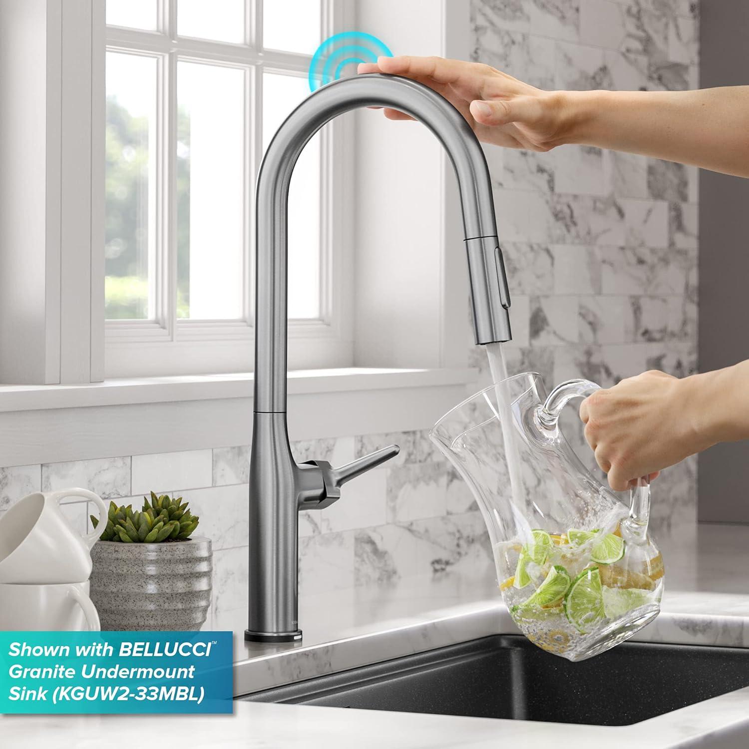 Kraus OlettoTall Modern Single-HandleTouch Kitchen Sink Faucet with Pull Down Sprayer in Spot Free Stainless Steel