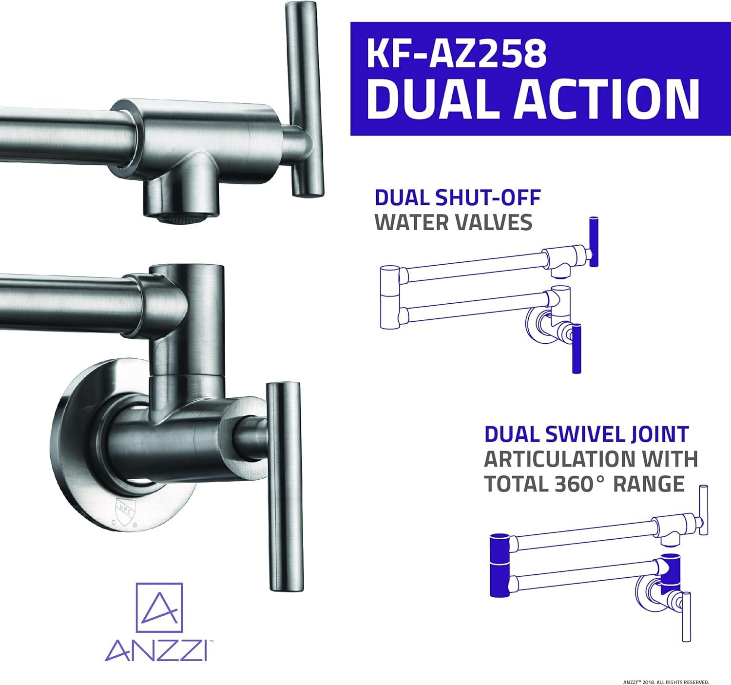 ANZZI ANZZI Braccia Series 24" Wall Mounted Pot Filler With Accessories KF-AZ258BN