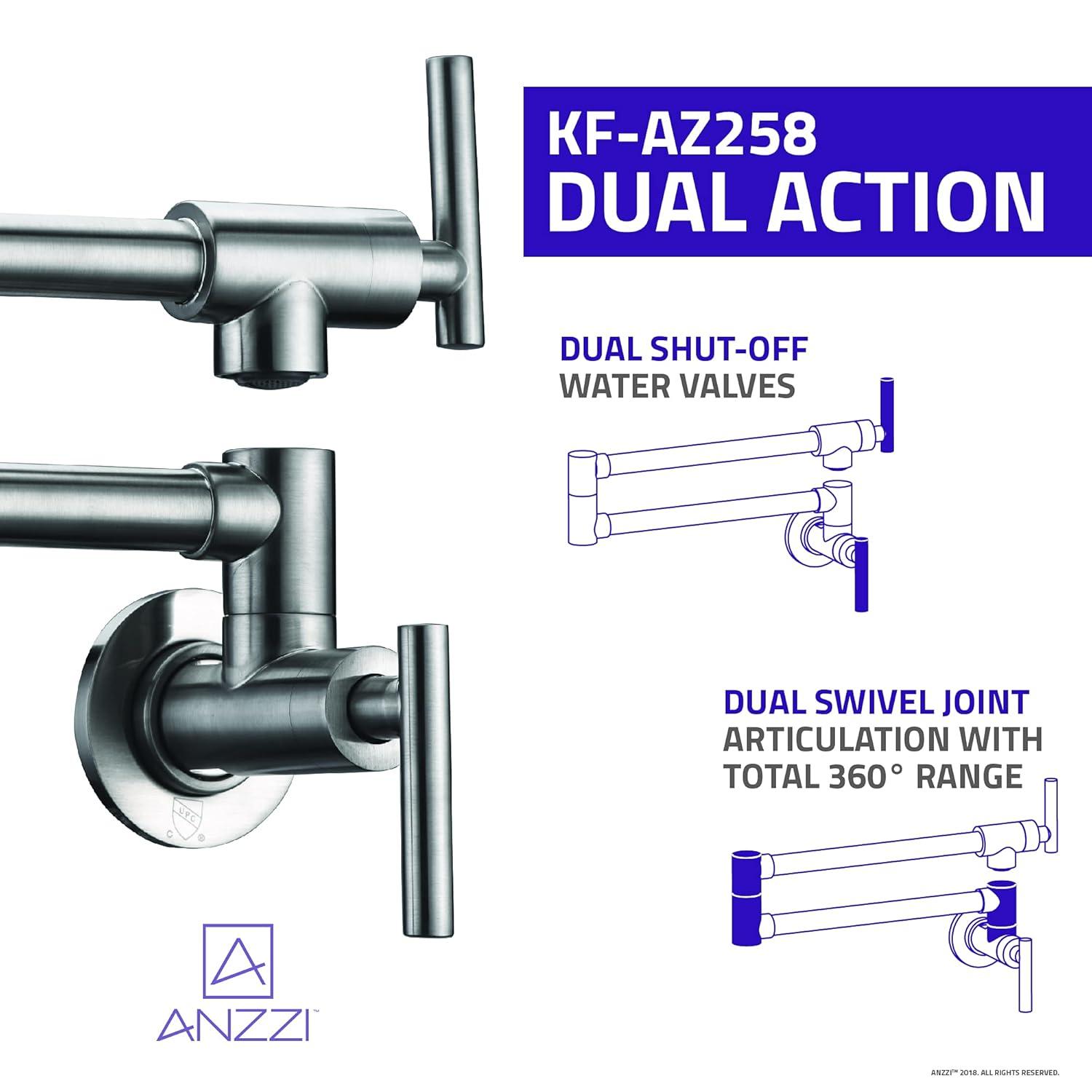 ANZZI ANZZI Braccia Series 24" Wall Mounted Pot Filler With Accessories KF-AZ258BN