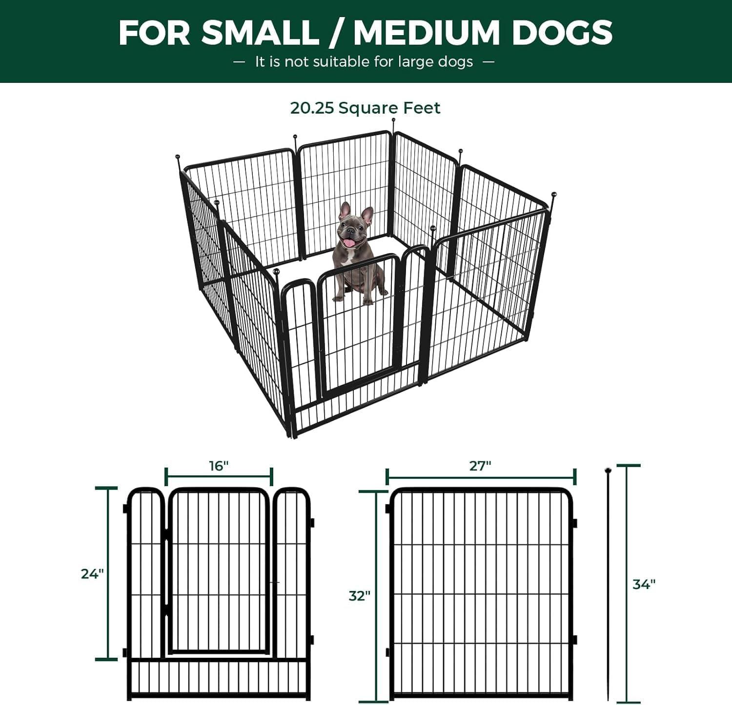 FXW Rollick Dog Playpen for Indoor, Yard, RV Camping│Patented, 32 inch 8 Panels for Small and Medium Dogs