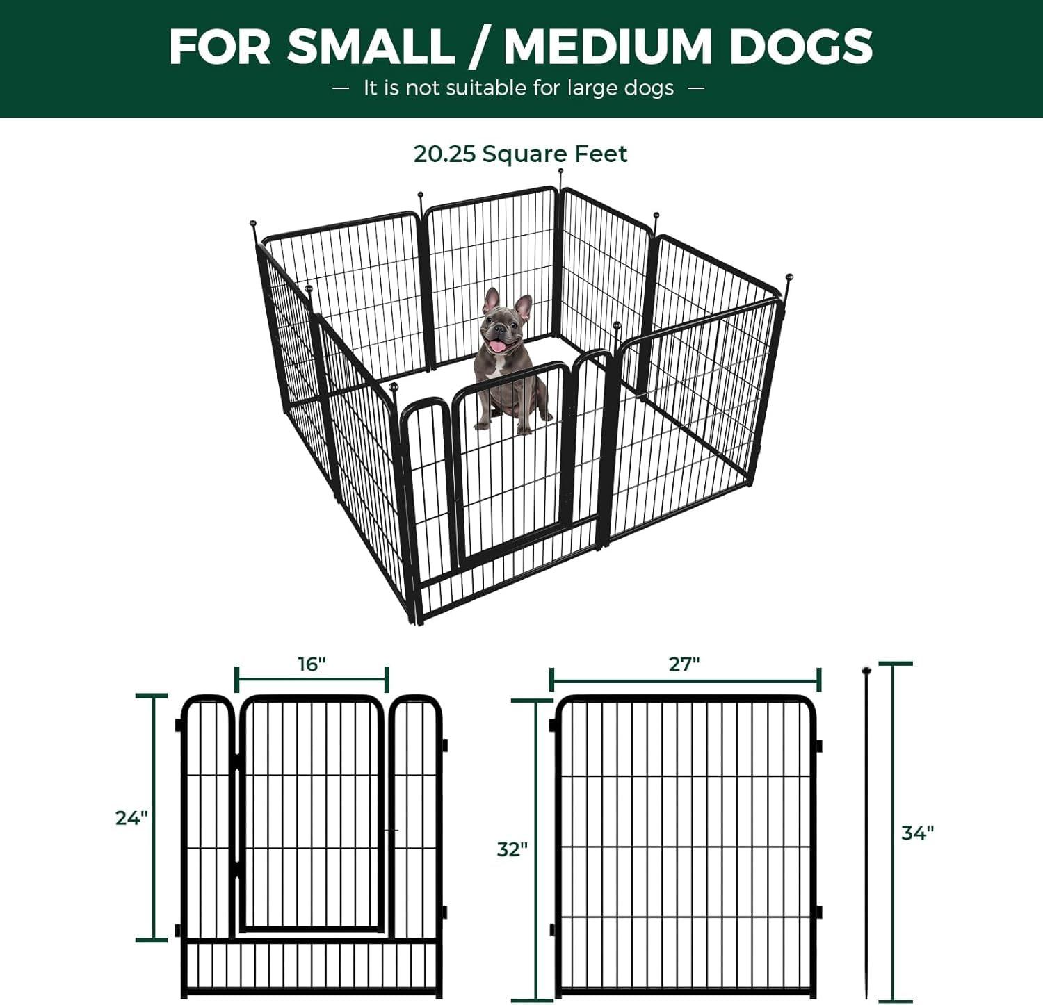 FXW Rollick Dog Playpen for Indoor, Yard, RV Camping│Patented, 32 inch 8 Panels for Small and Medium Dogs