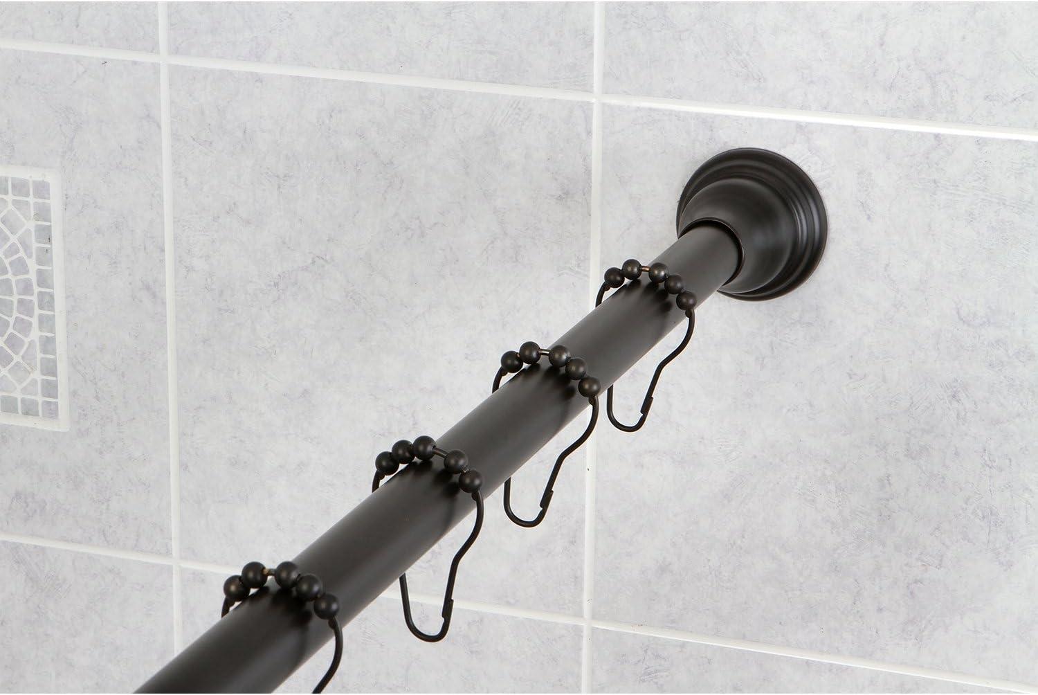 Oil Rubbed Bronze Adjustable Straight Shower Curtain Rod with Rings