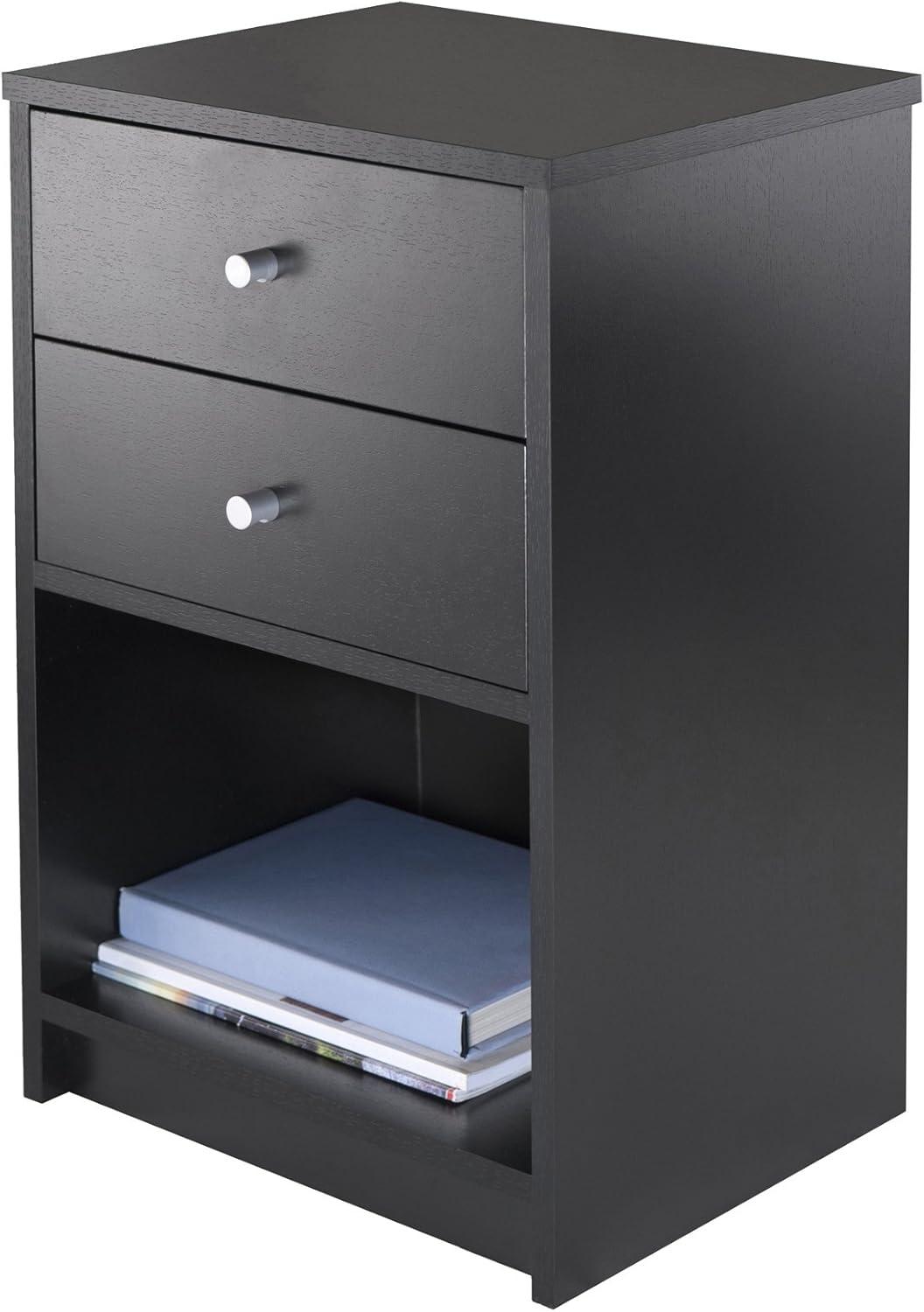 Ava Nightstand with 2 Drawers Black - Winsome