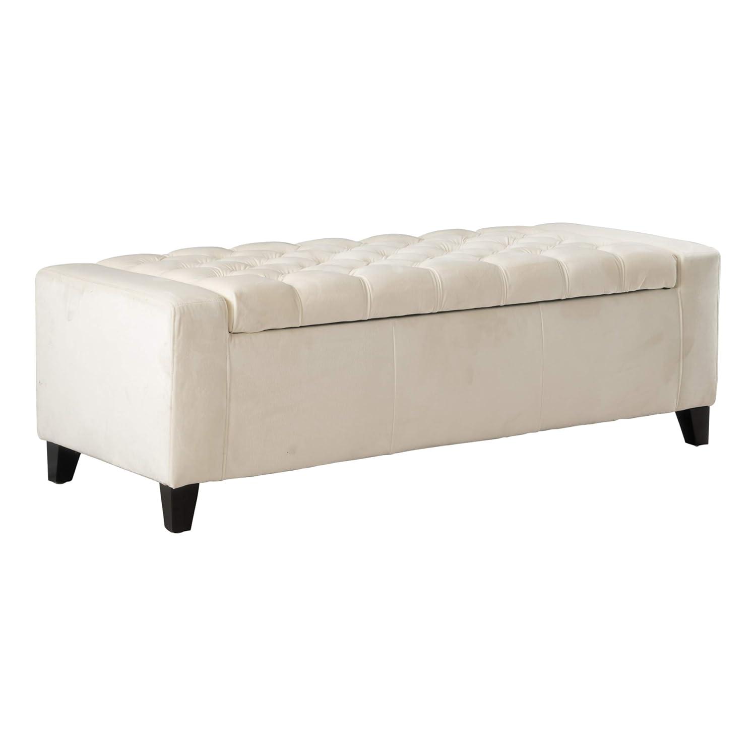 Hikaru Storage Ottoman - Ivory New Velvet - Christopher Knight Home