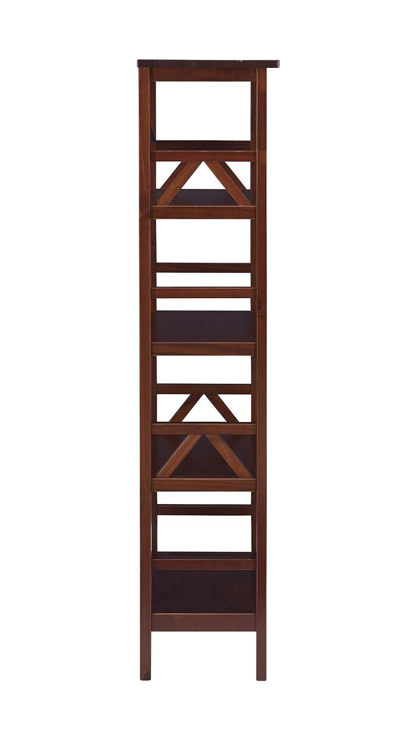 54.45" Titian Transitional Solid Wood Display and Storage Bookshelf Brown - Linon: Mid-Century Modern, 4 Fixed Shelves