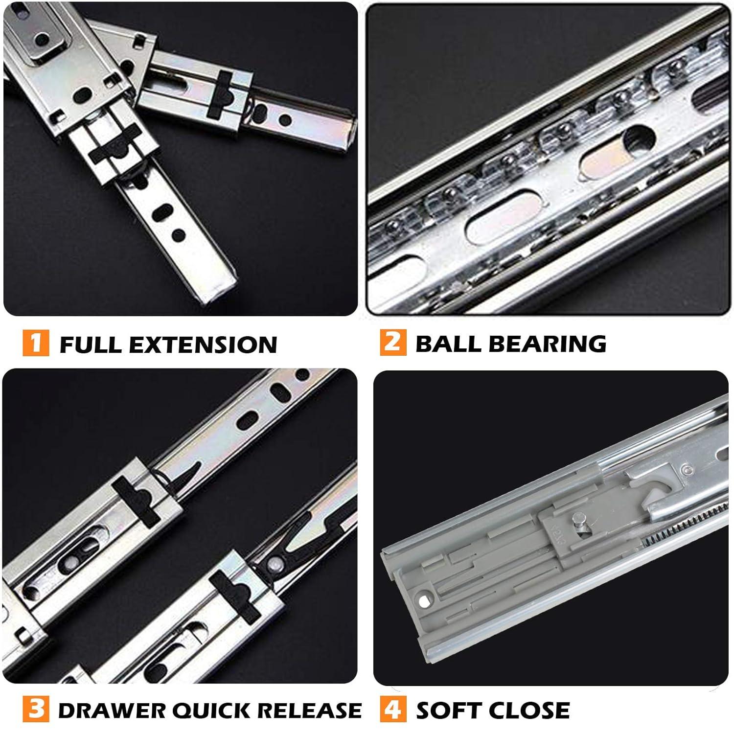 22 inch 100 lb 1 Pack 22" Side Mount Soft Close Full Extension Drawer Slides, Silver