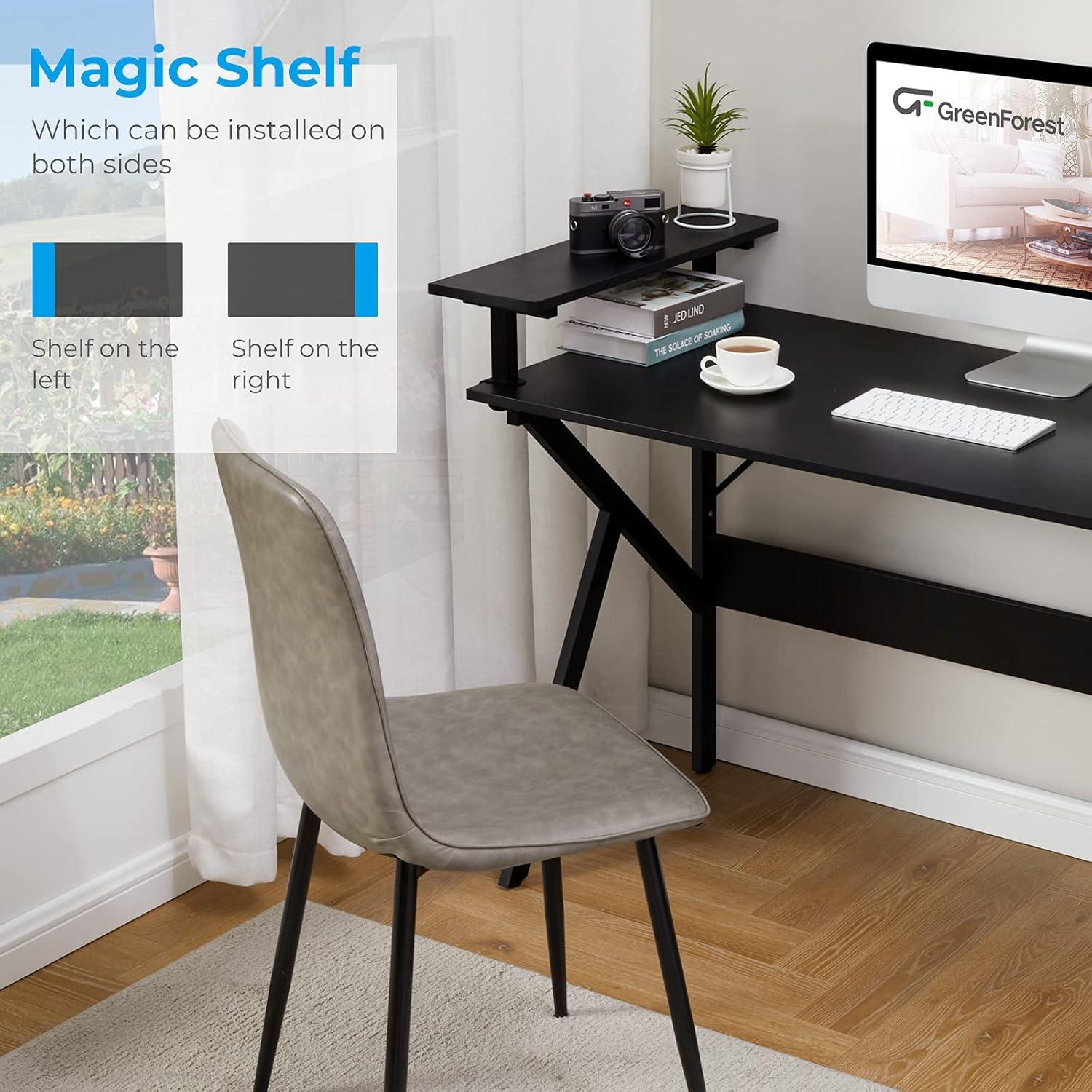 Greenforest Home Office Desk with Monitor Shelf, Computer/Gaming Desk, Black, 47in
